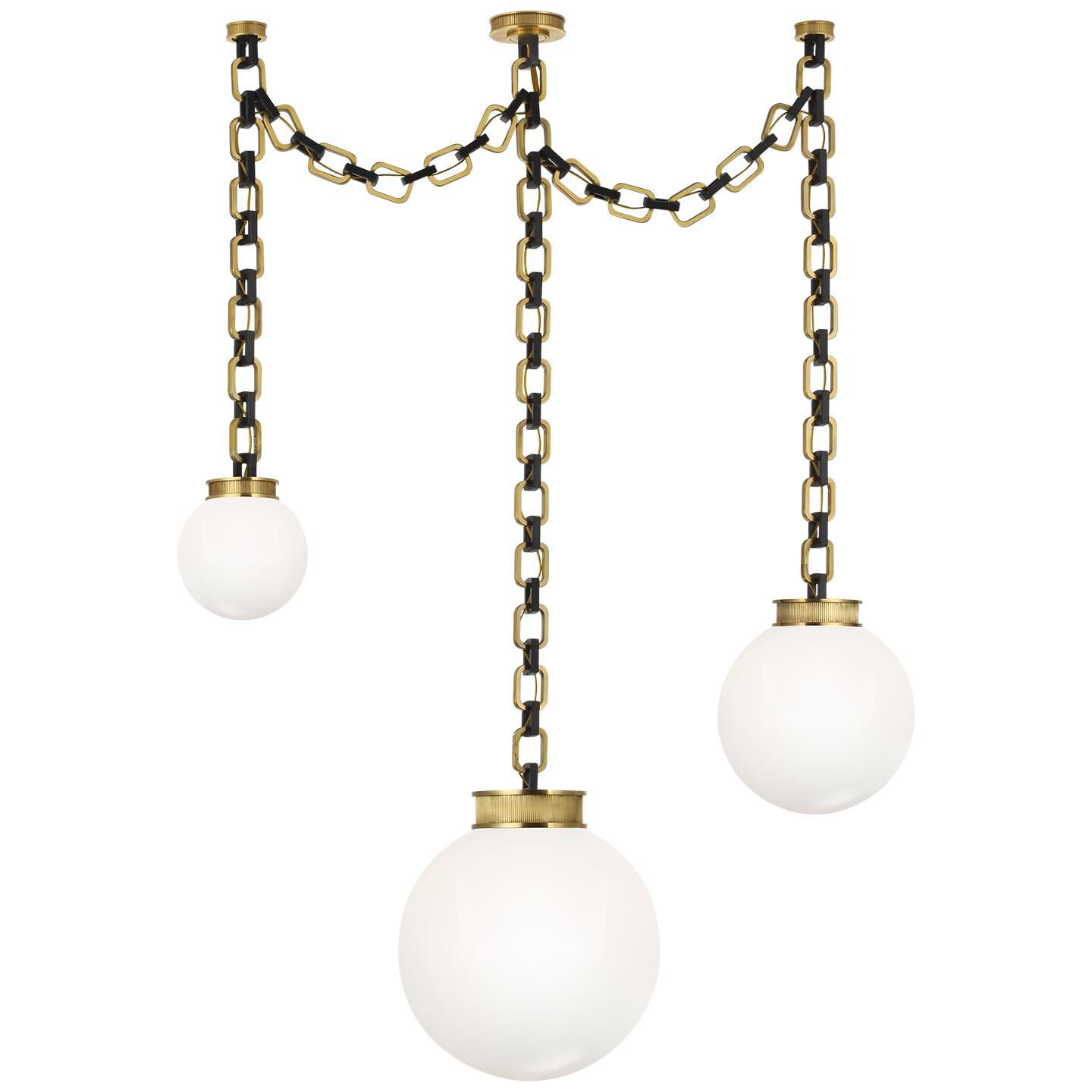 Shown in Soft Brass and Bronze finish and White glass