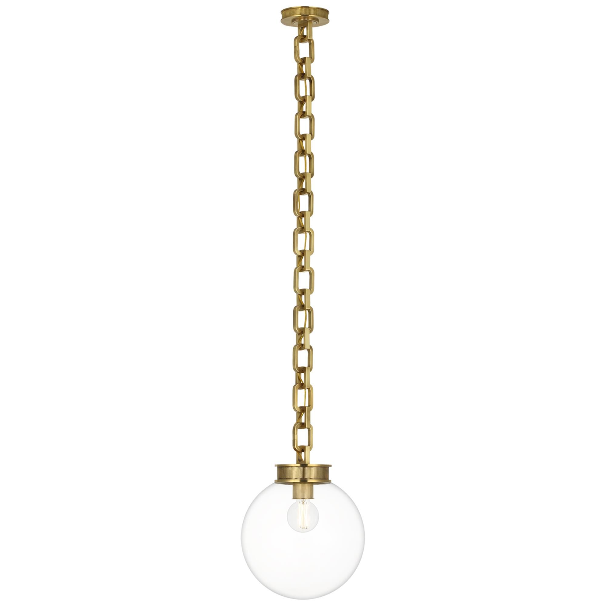 Shown in Soft Brass finish and Clear glass