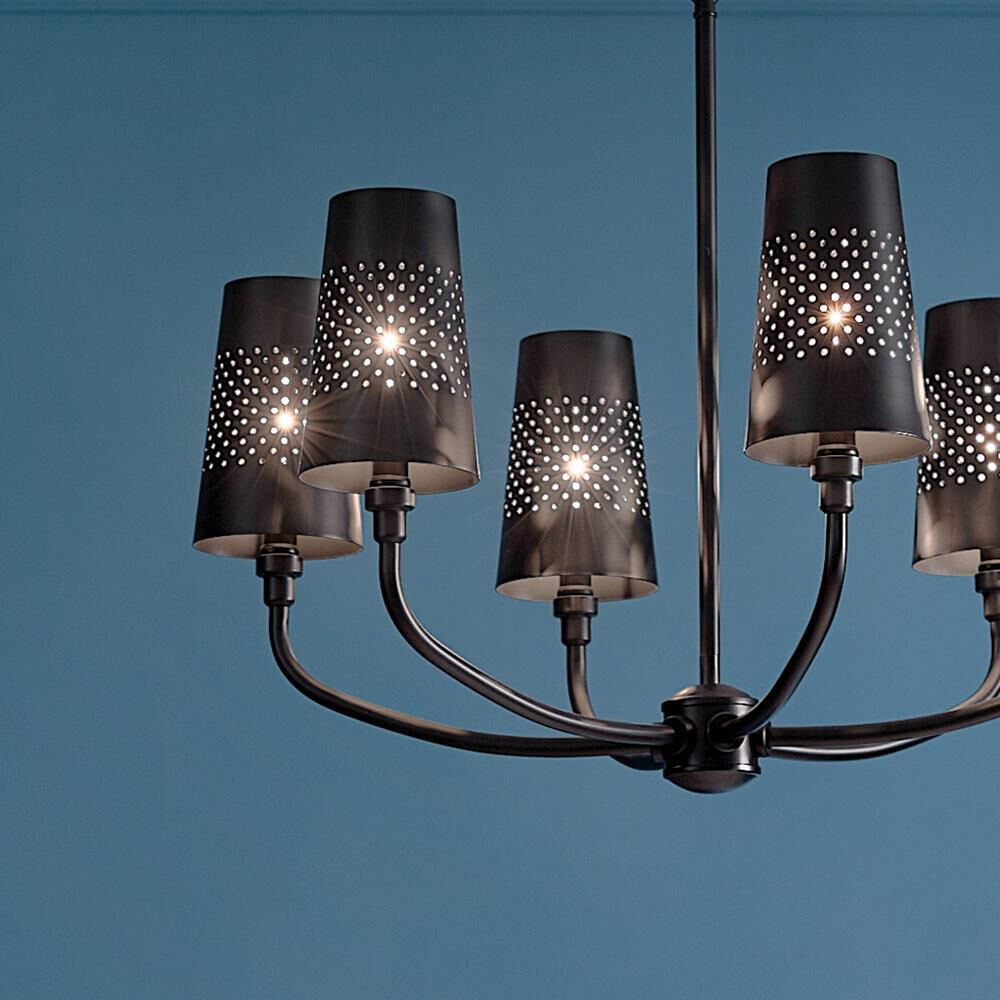 Shown in Black finish and Metal and Bell shade