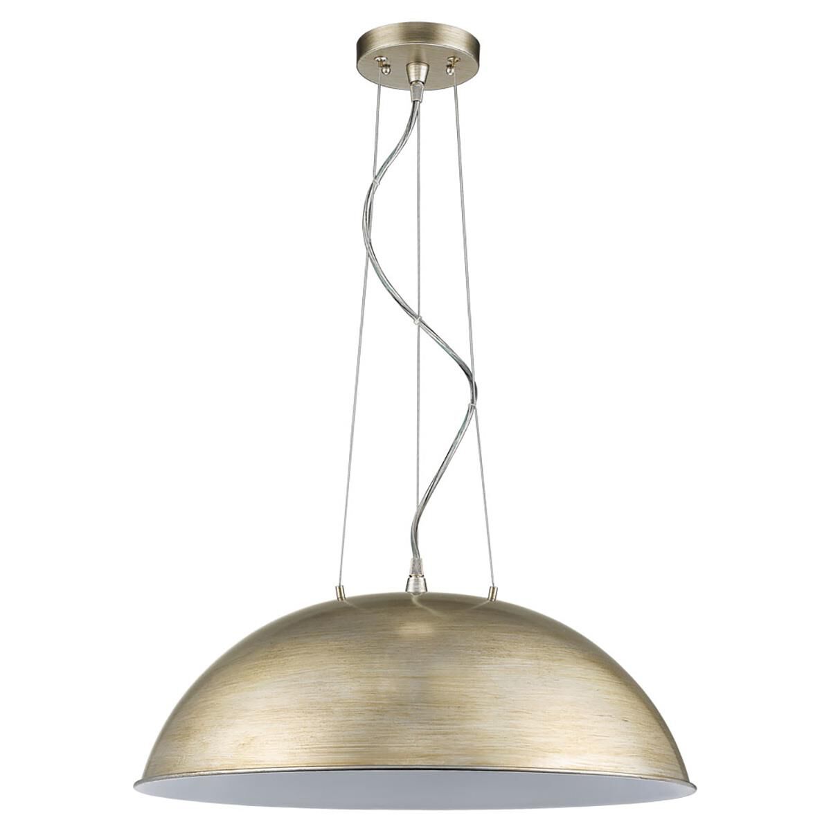 Shown in Washed Gold finish and Washed Gold glass and Steel Bowl Shaped shade