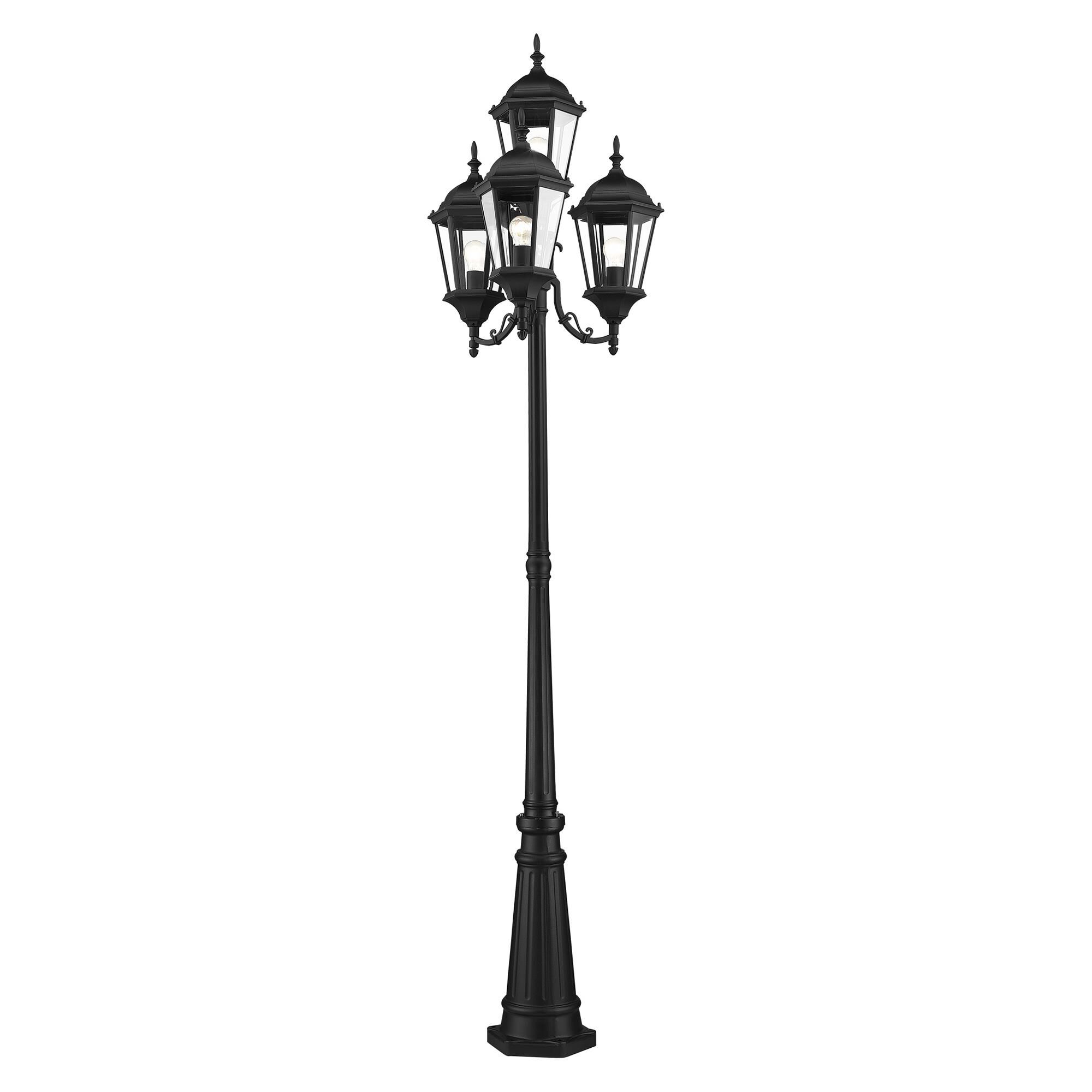 Shown in Textured Black finish and Clear Beveled glass and Clear Beveled Glass shade