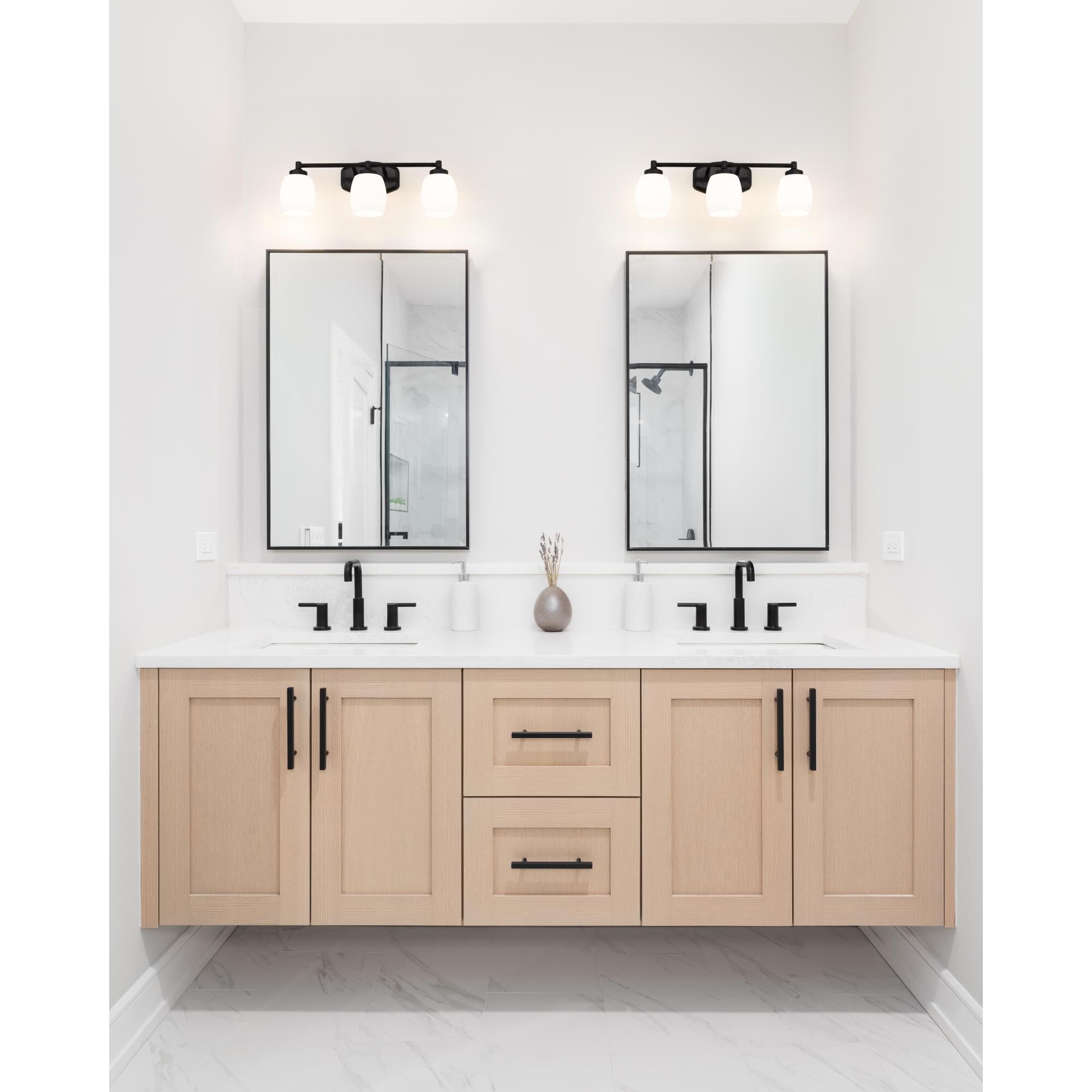 Shown in Matte Black finish and Matte Opal glass and Matte Opal shade