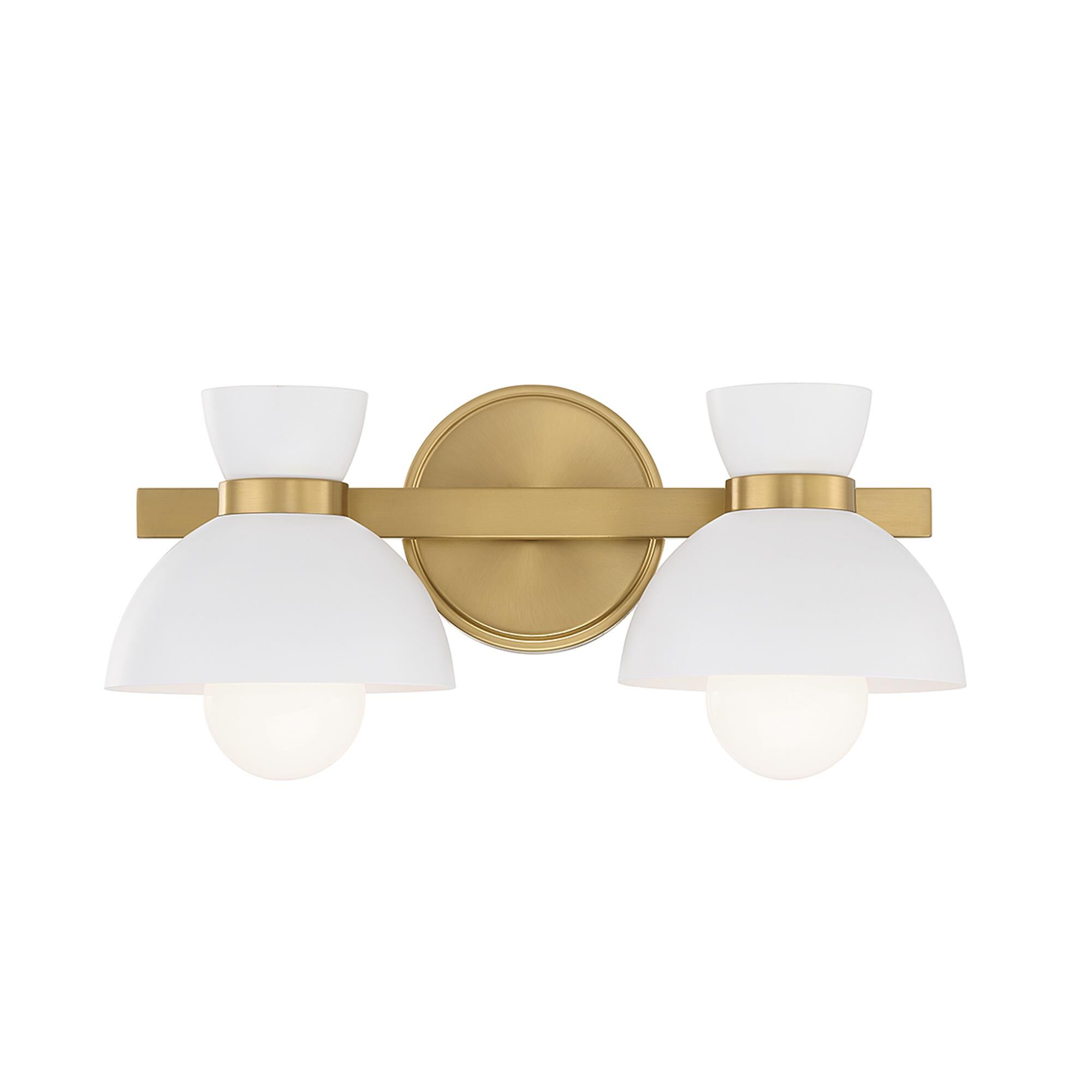 Shown in Natural Brass finish and White Metal shade
