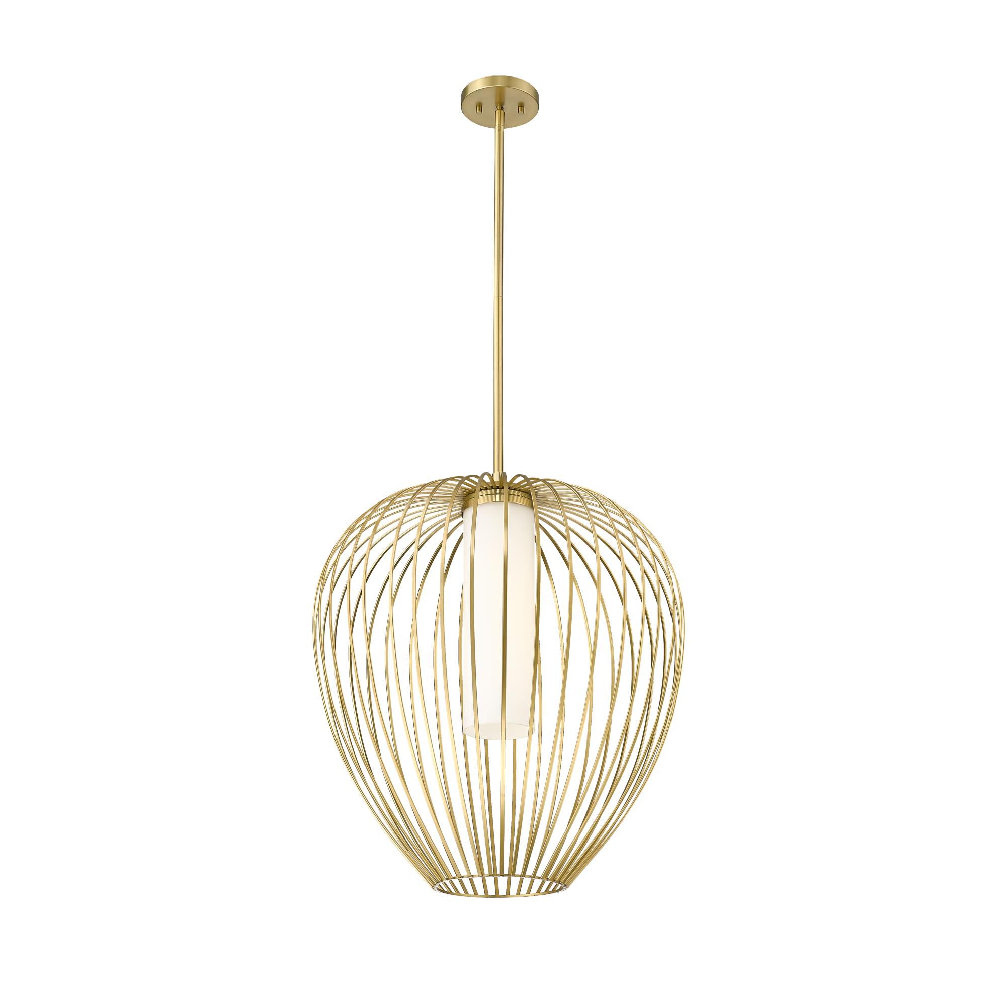 Shown in Modern Gold finish and White Opal glass and White Opal shade