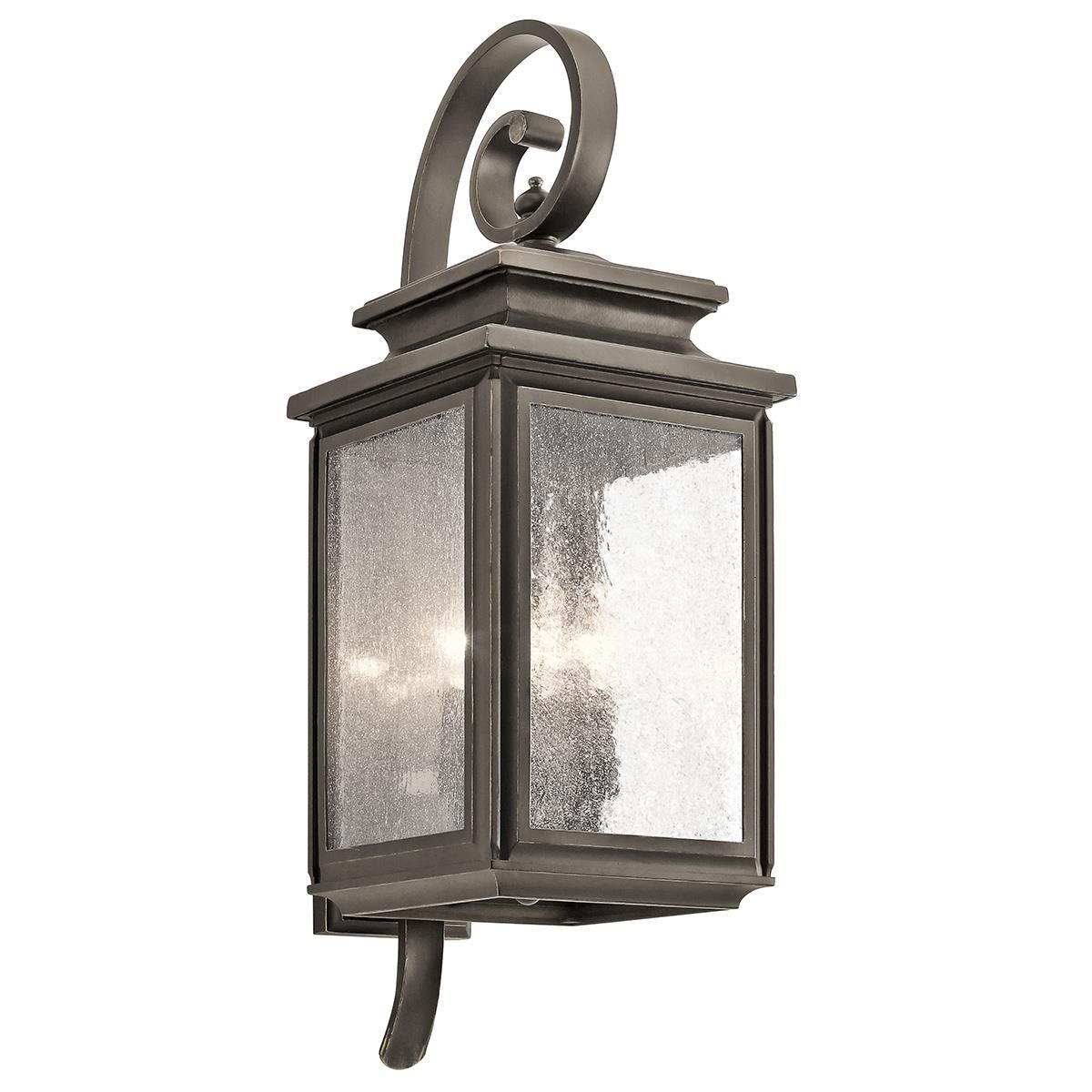 Shown in Olde Bronze finish and Clear Seeded glass