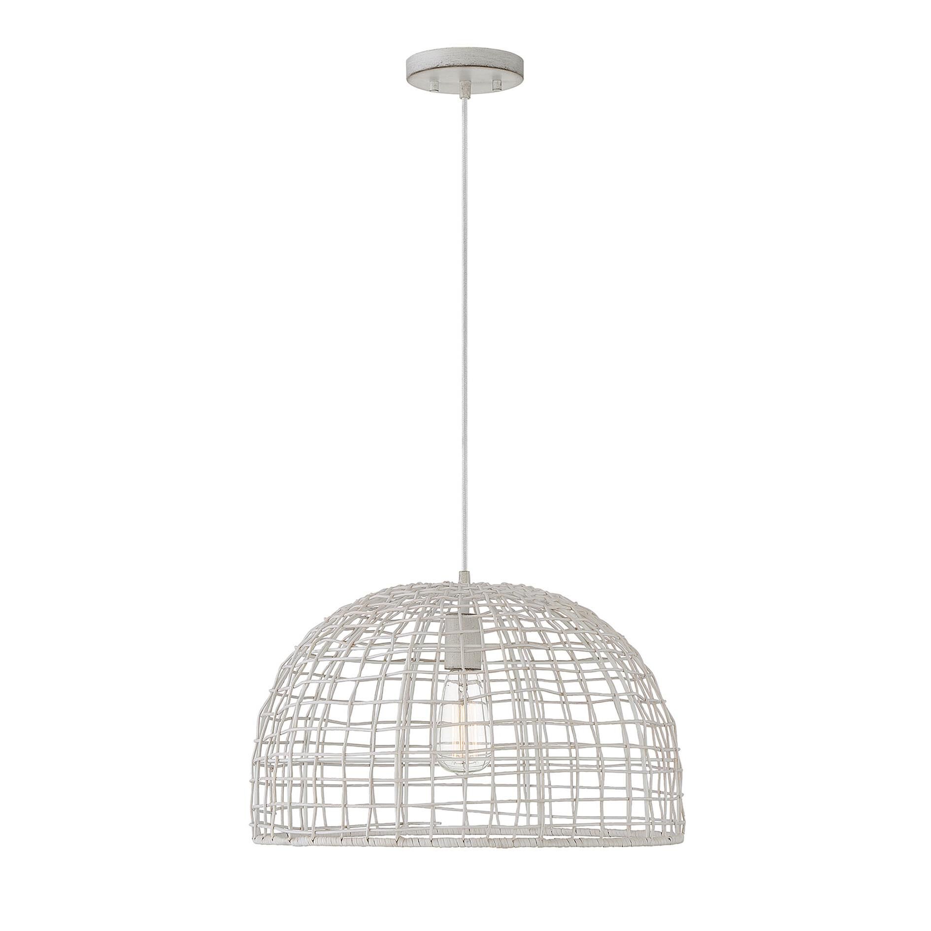 Shown in White Rattan With A White Socket finish and White Rattan shade