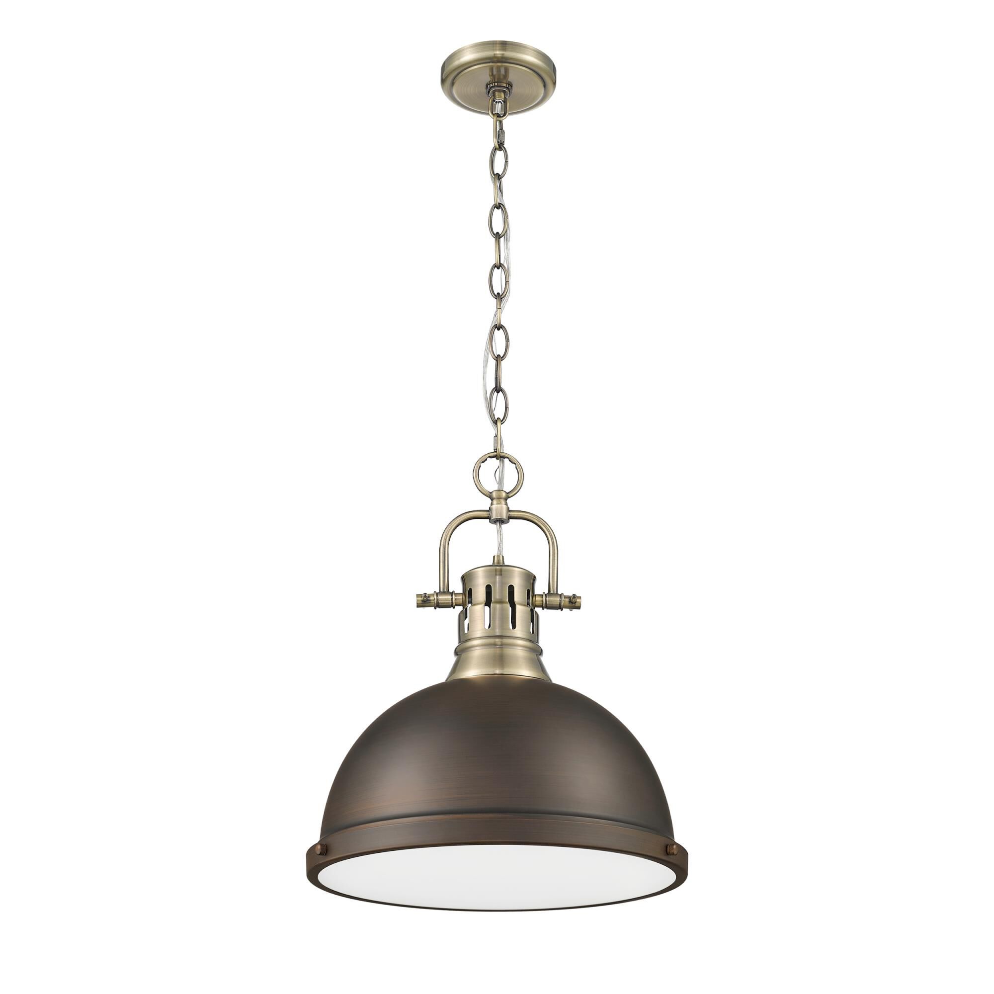 Shown in Aged Brass finish and Rubbed Bronze shade