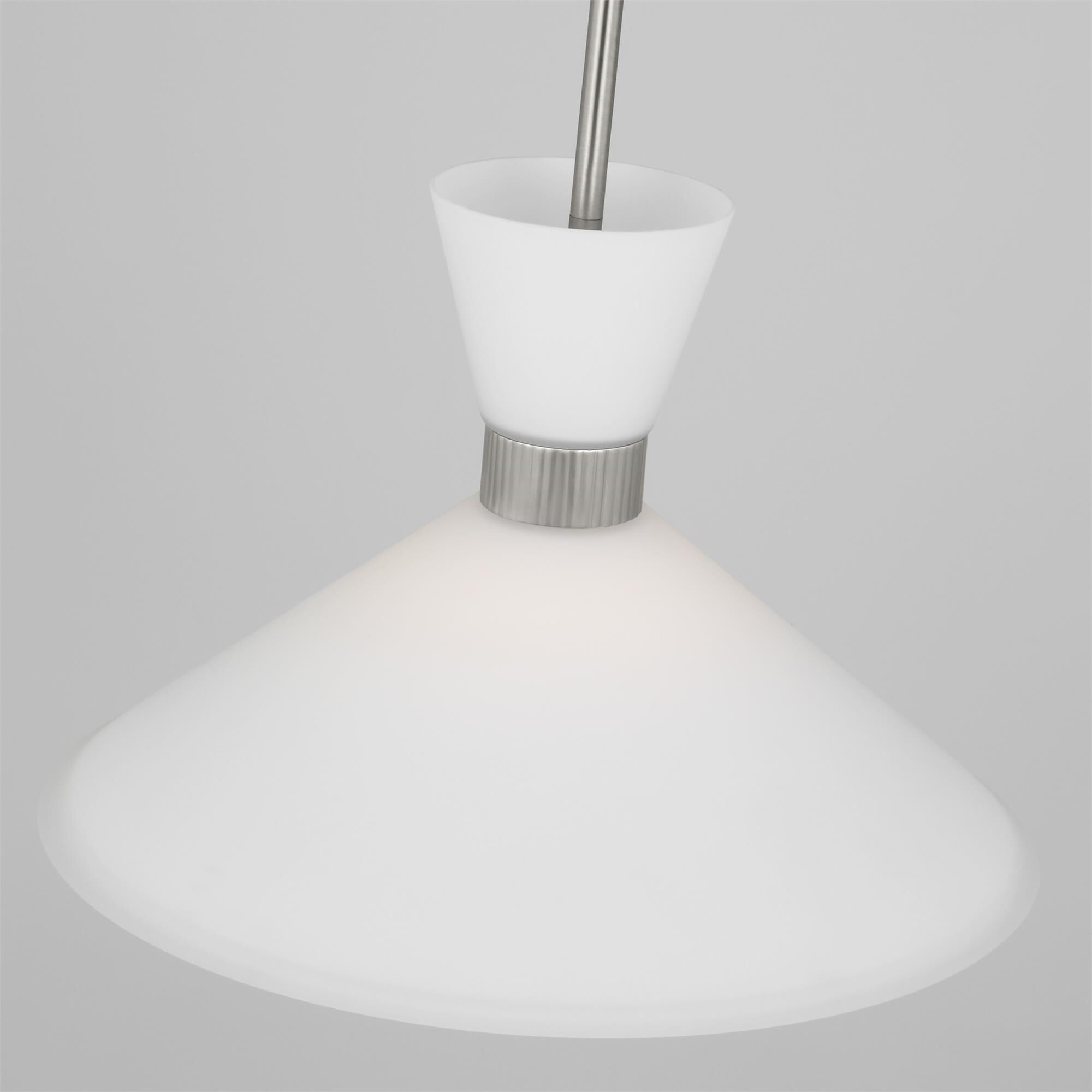 Shown in Brushed Steel finish and Etched White glass