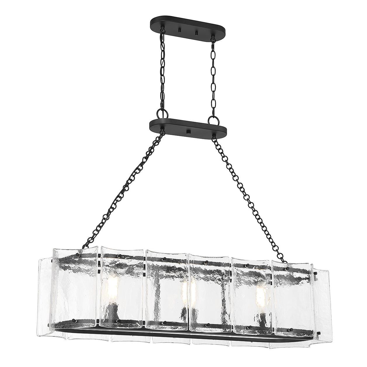 Shown in Matte Black finish and Clear Water Piastra glass and Glass shade