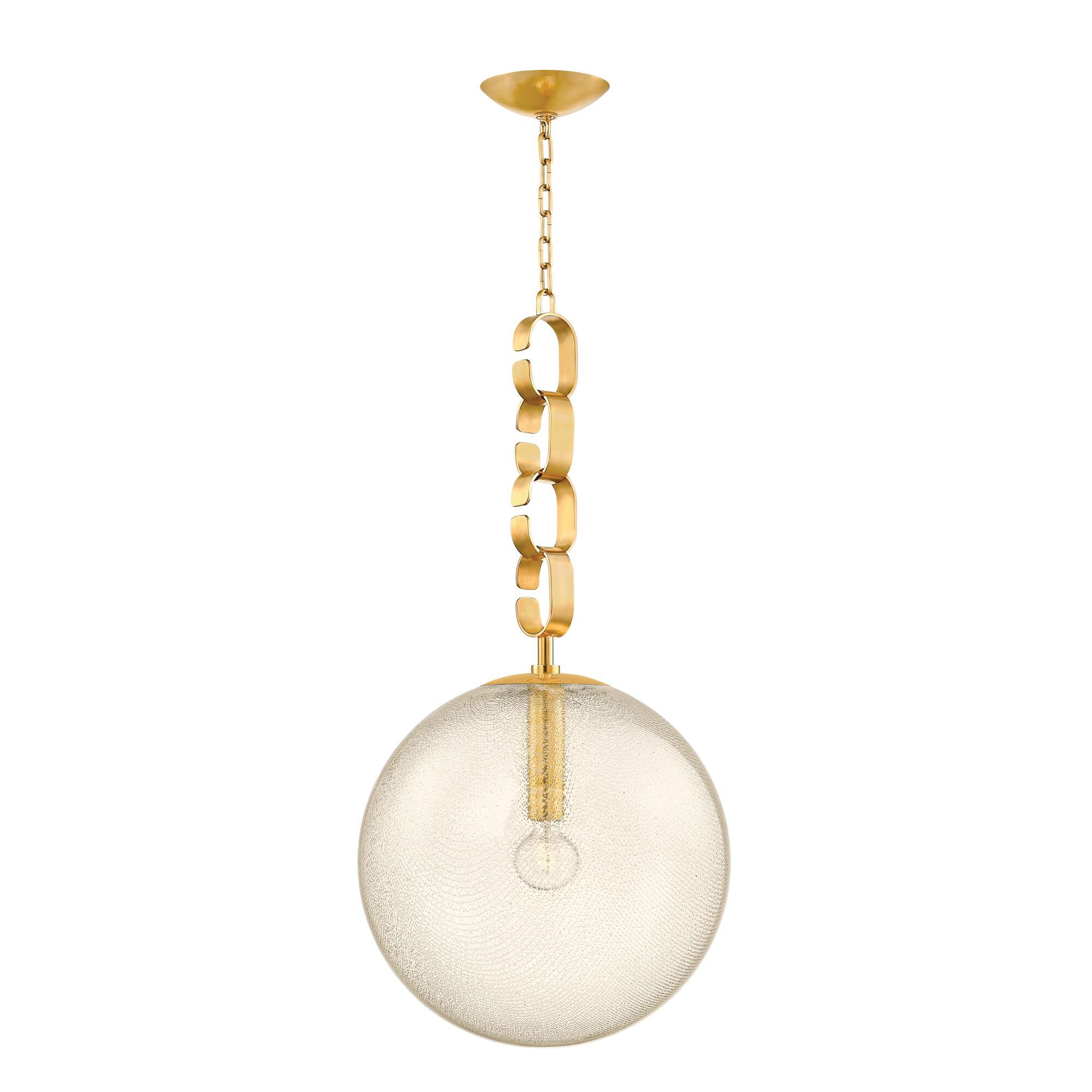 Shown in Vintage Brass finish and Clear glass