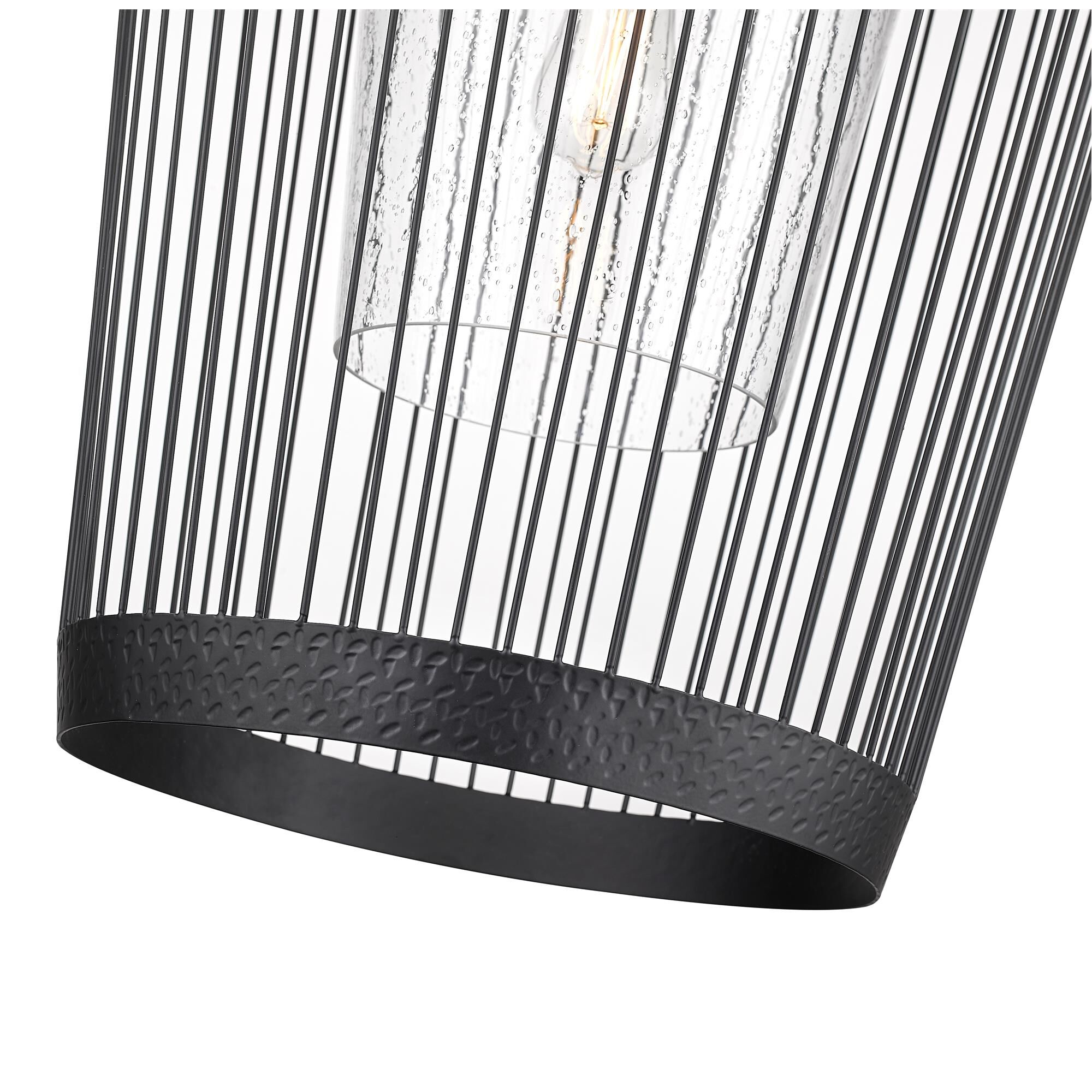 Shown in Matte Black finish and Glass shade