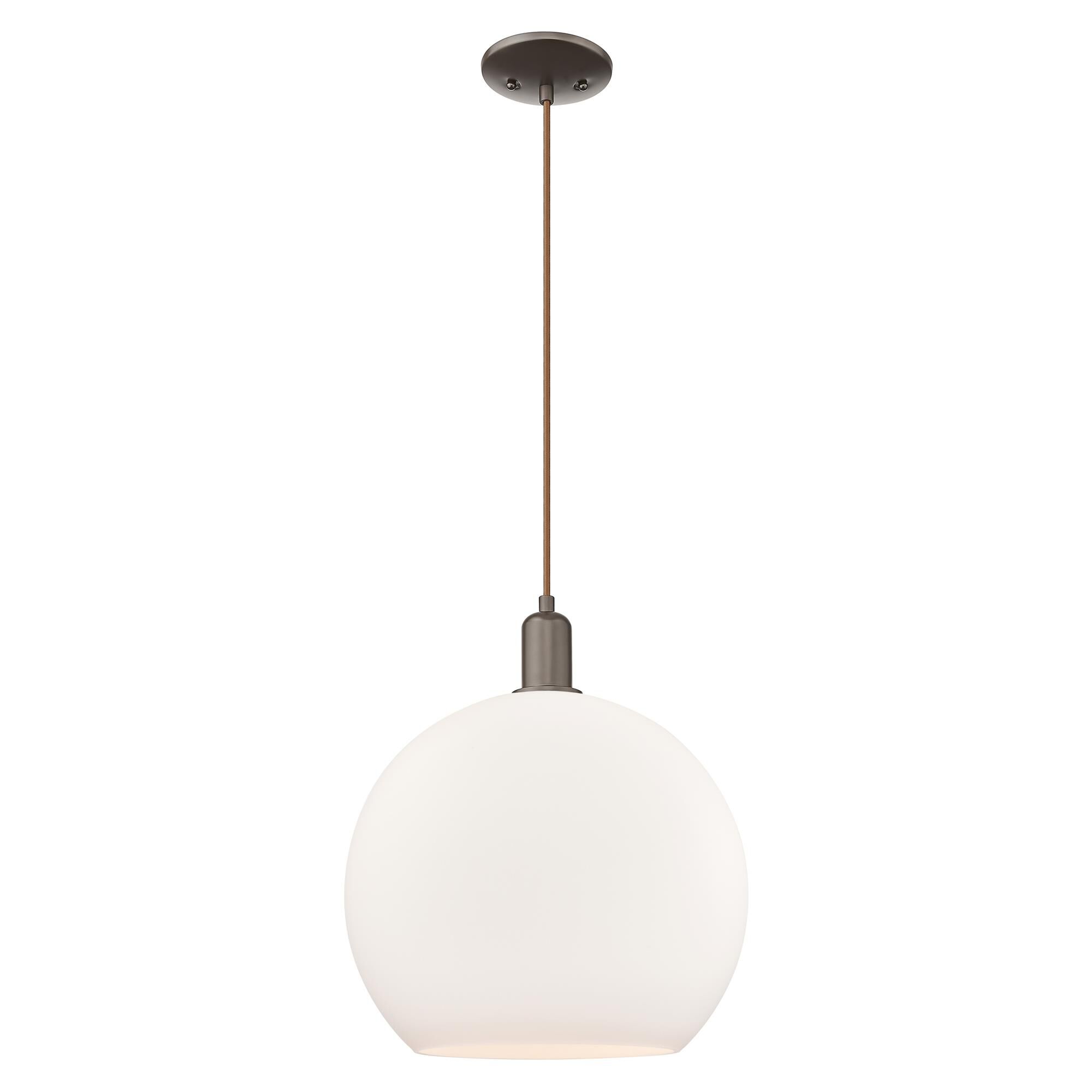 Shown in Oil Rubbed Bronze finish and Matte White glass
