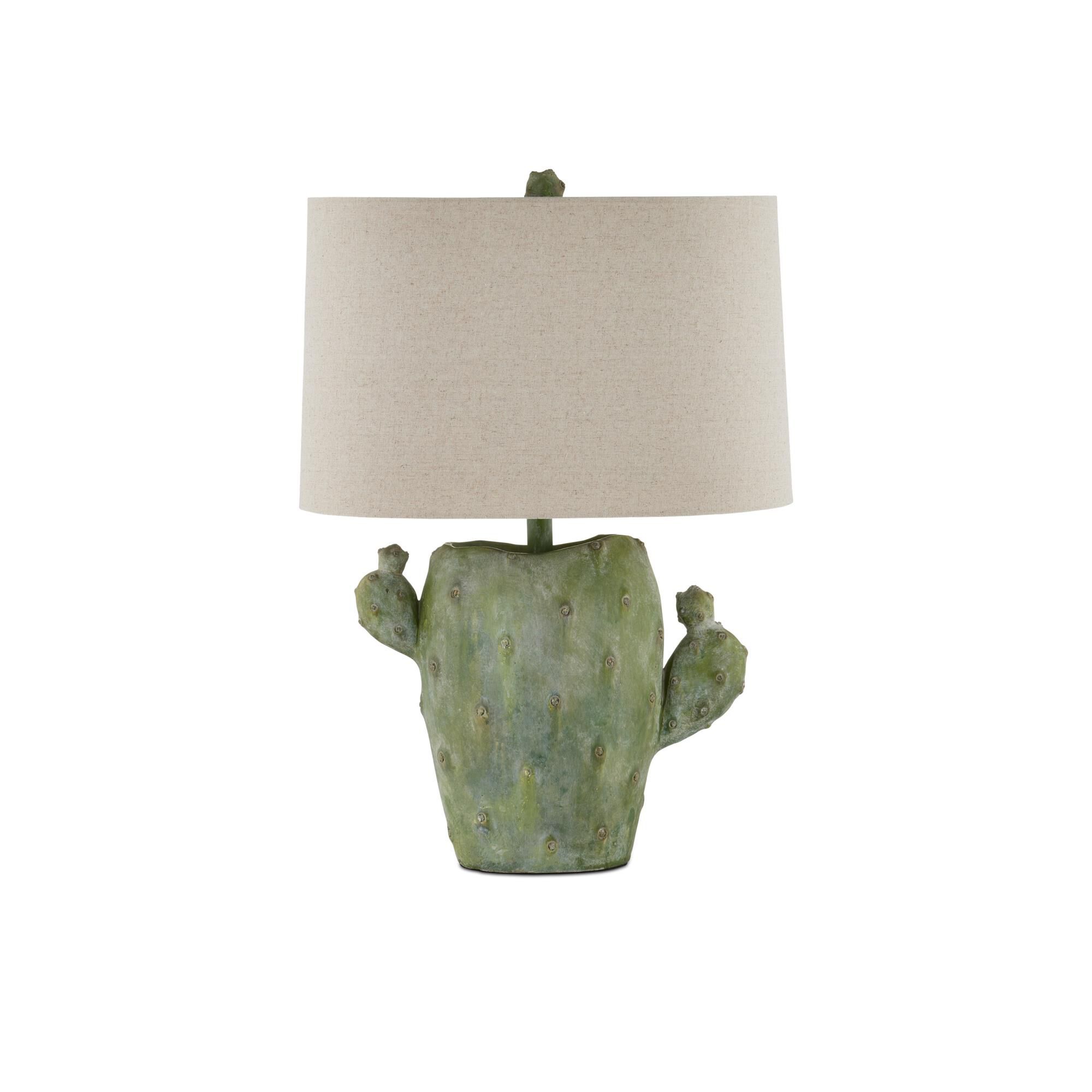 Shown in Antiqued Green finish and Natural Linen shade