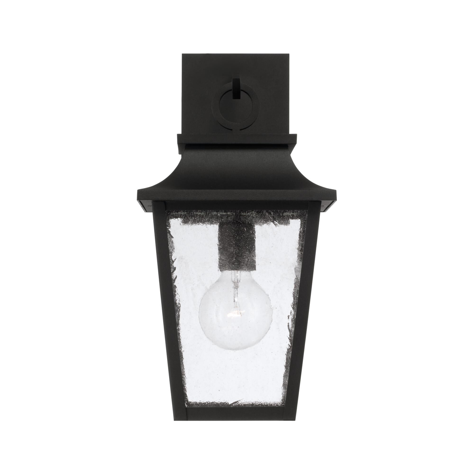 Shown in Black finish and Antiqued glass