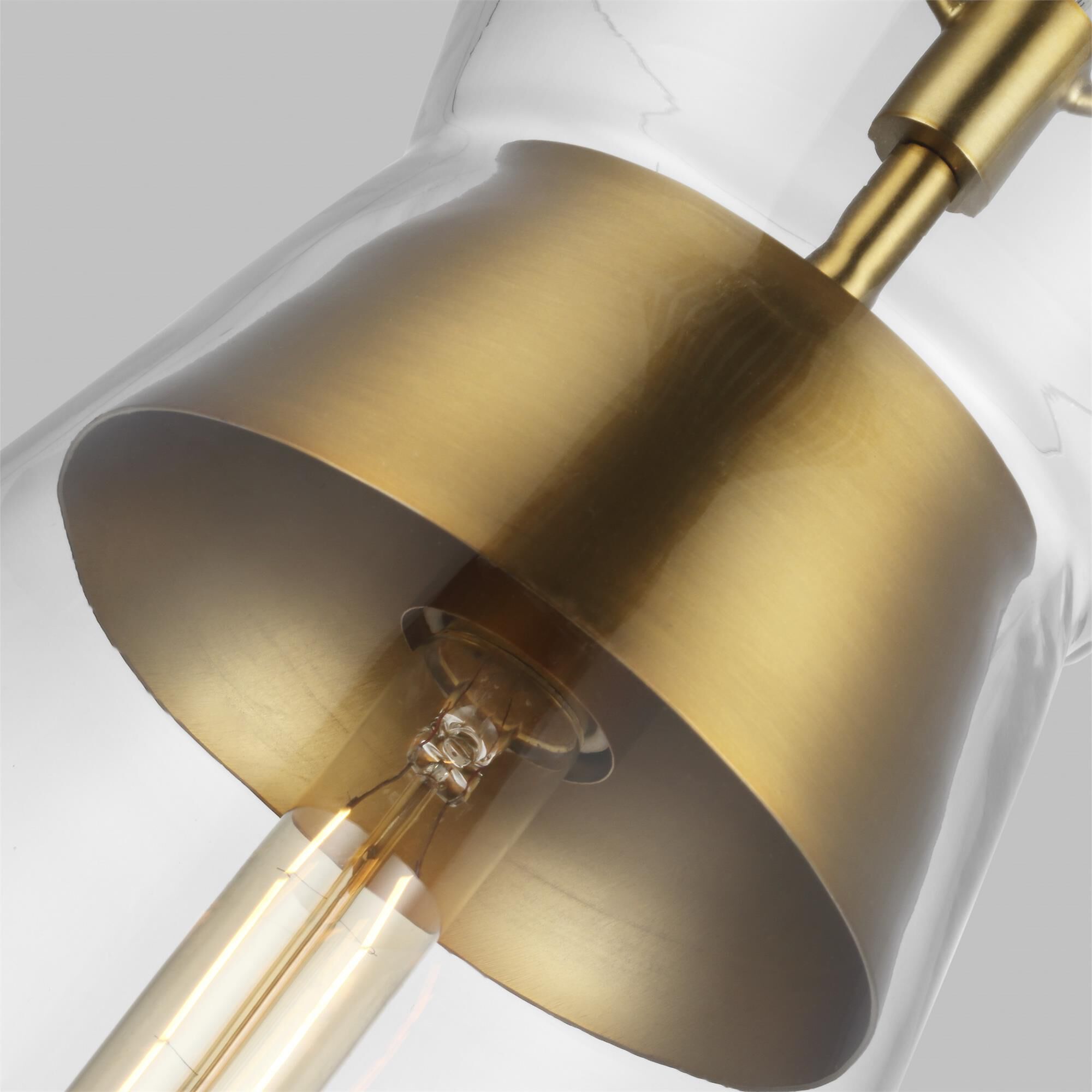 Shown in Burnished Brass finish and Clear glass