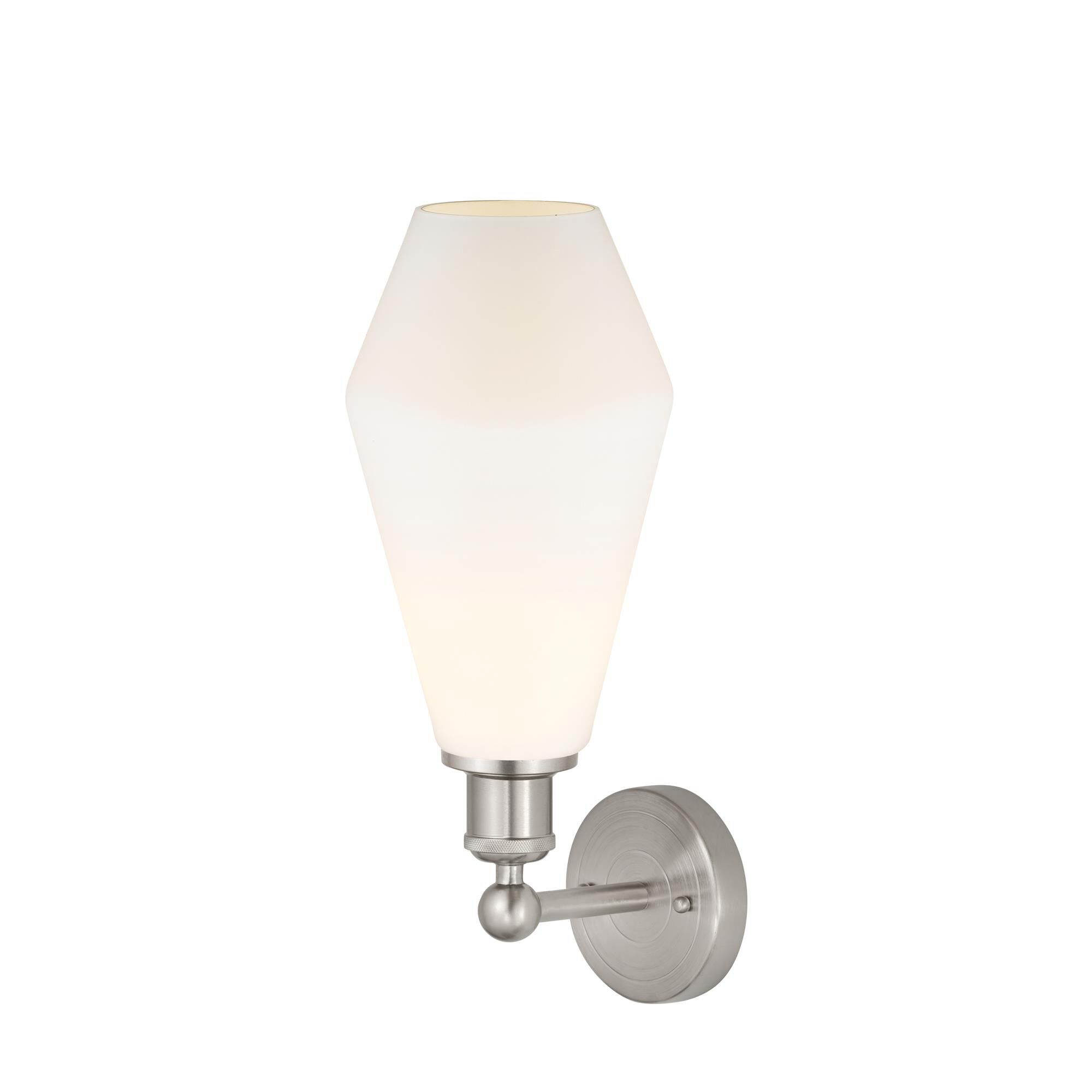 Shown in Brushed Satin Nickel  finish and Cased Matte White glass