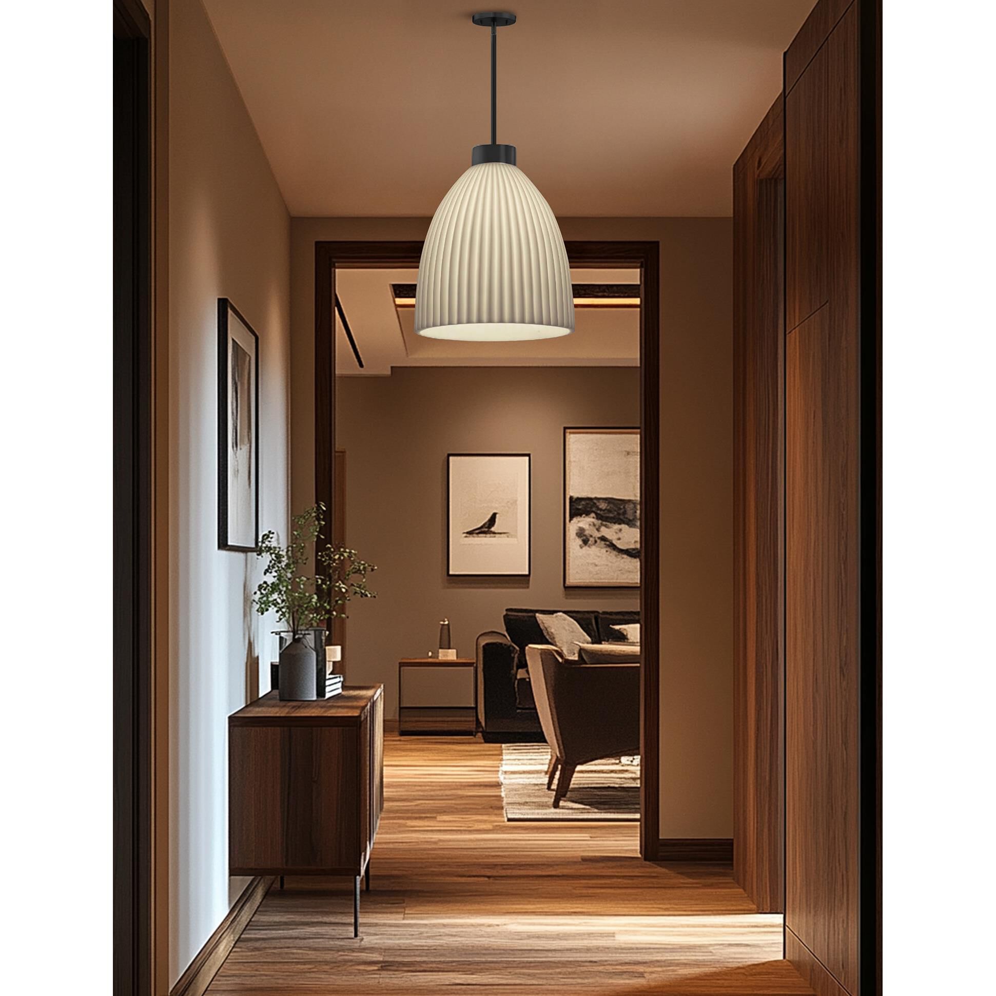 Shown in Matte Black finish and Pleats Impression shade