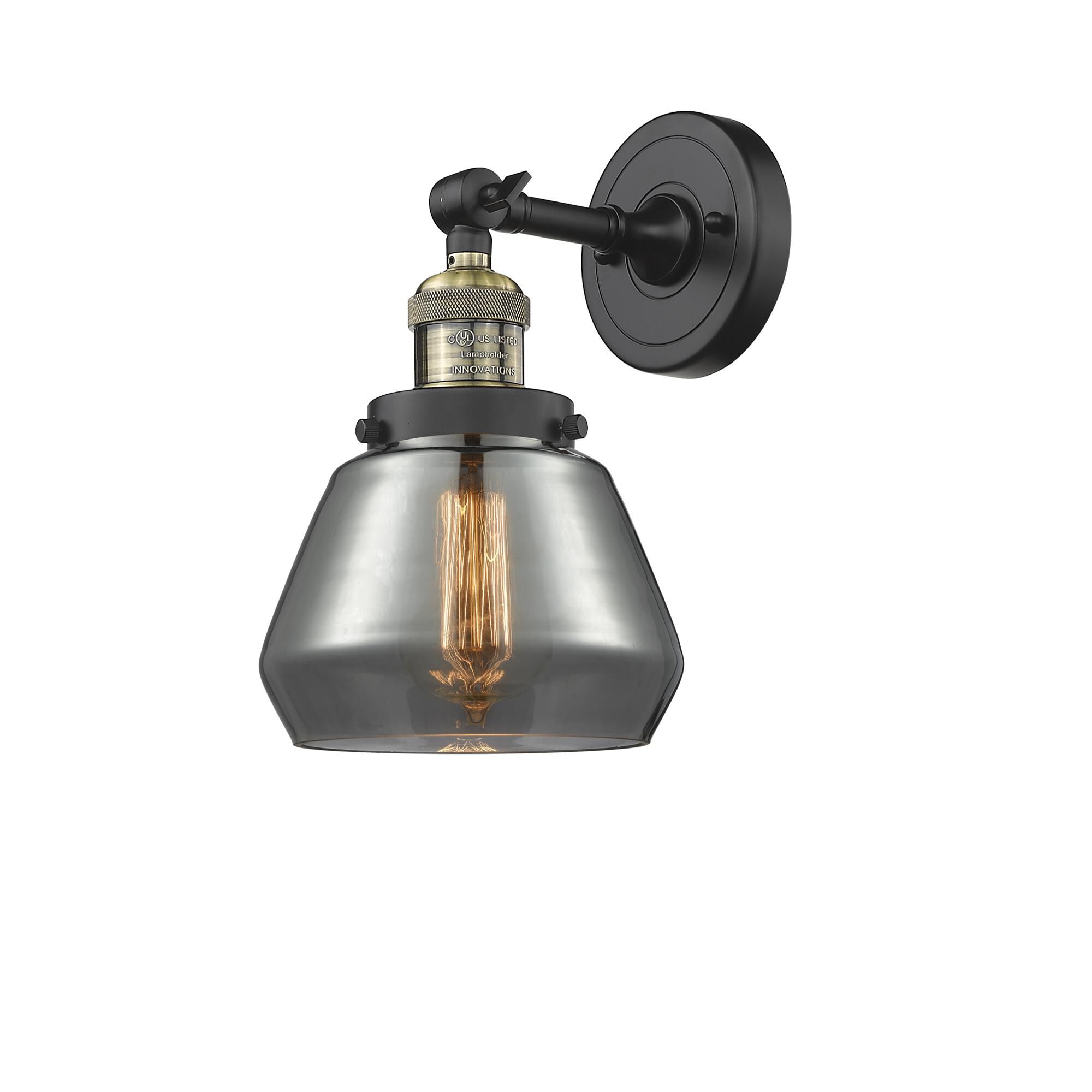 Shown in Black Antique Brass finish and Plated Smoked glass