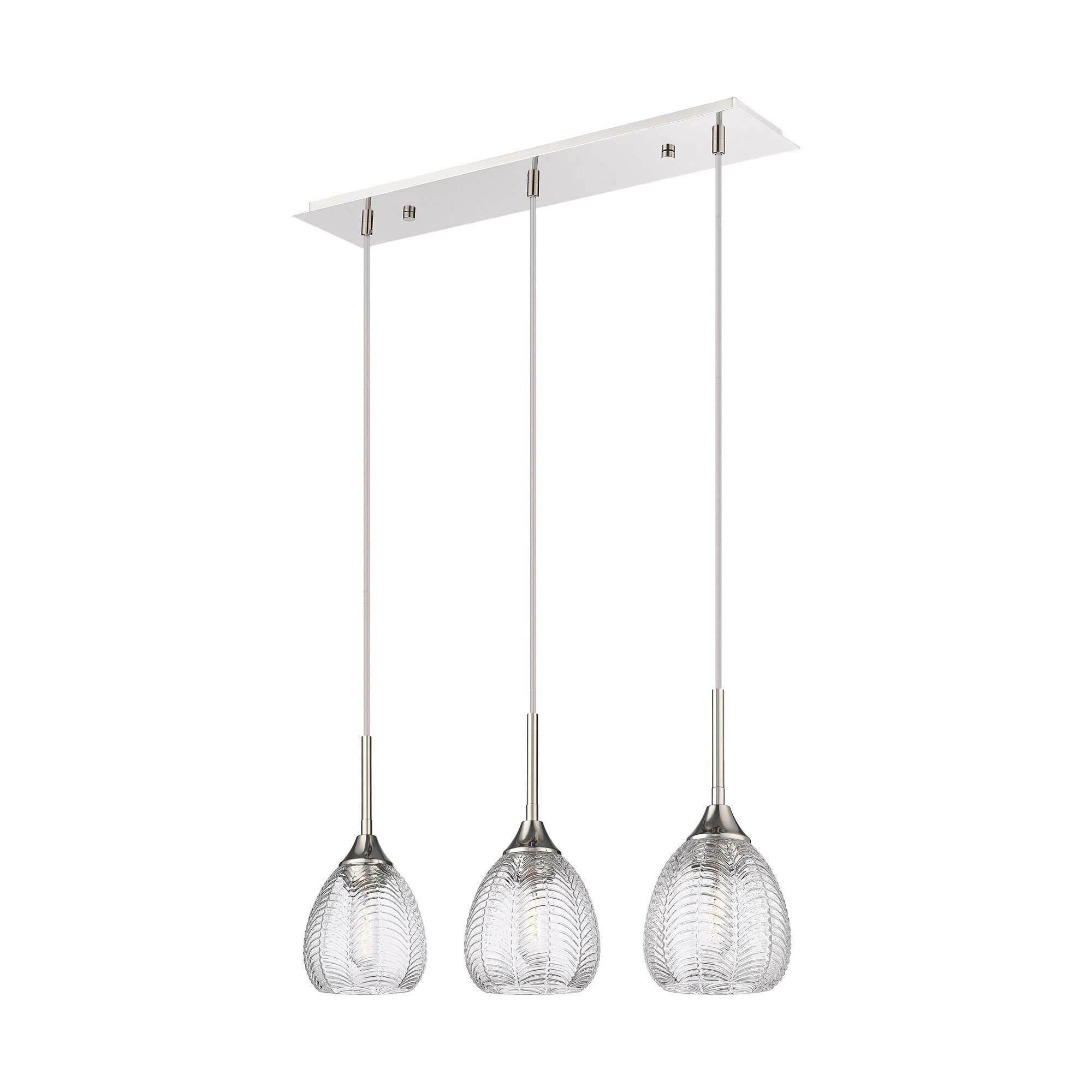 Shown in Polished Nickel finish and Clear shade
