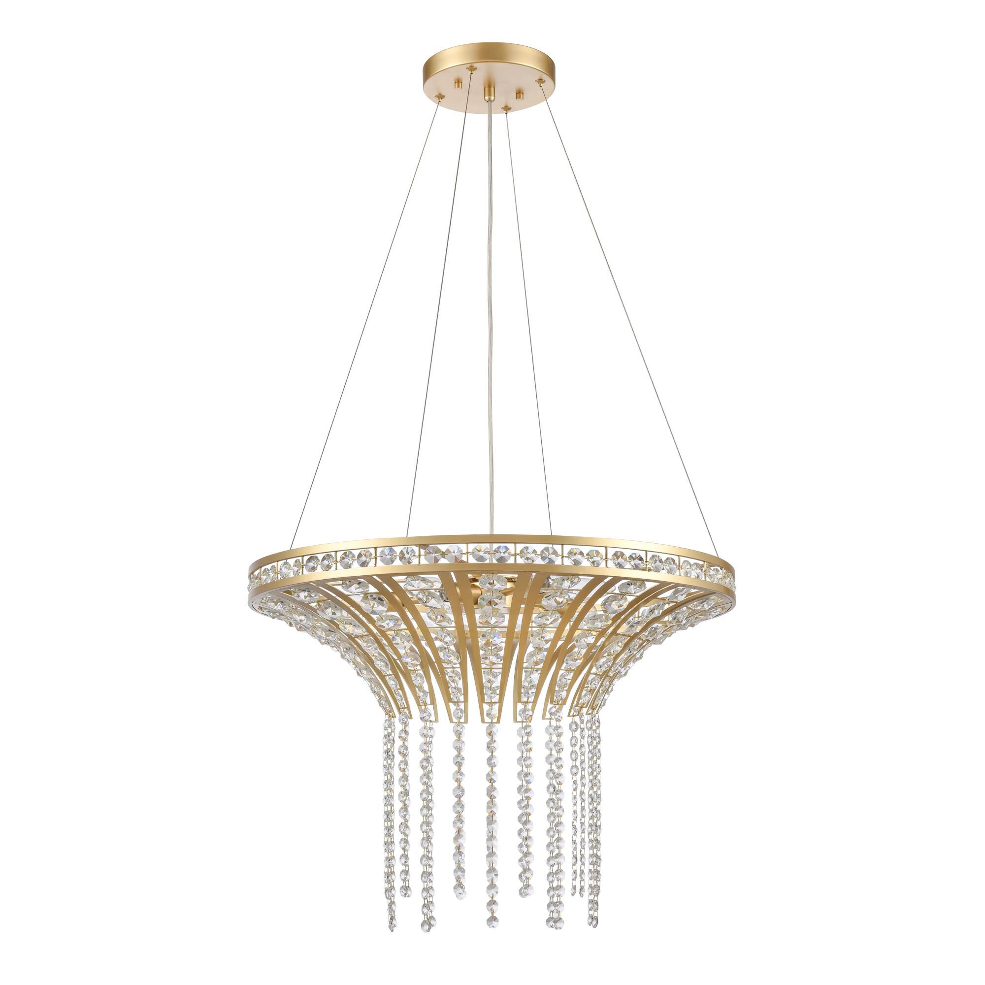 Shown in Gold finish and Champagne Gold Metal with Crystal Strands shade