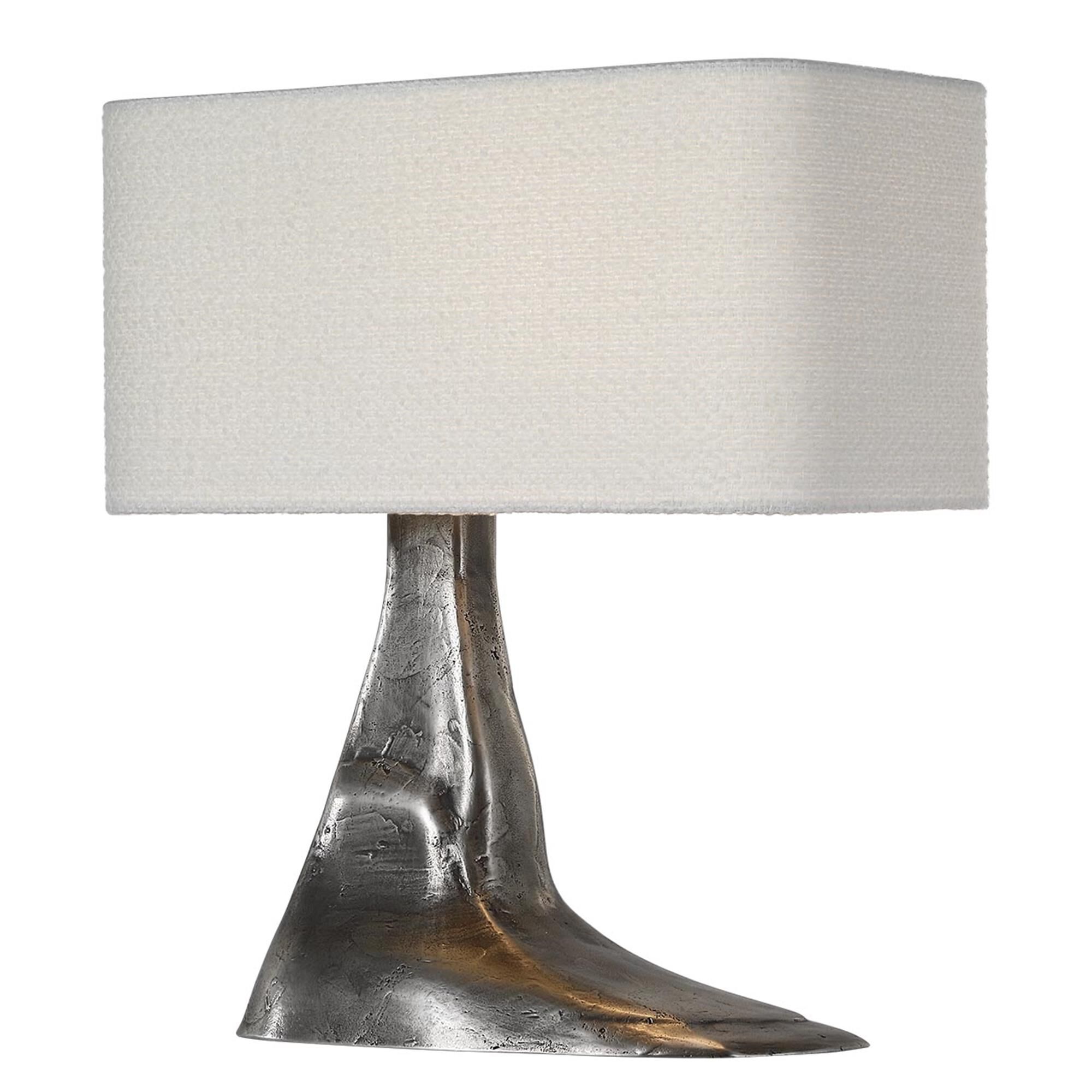 Shown in Museum Pewter finish and Boucle Rectangle shade