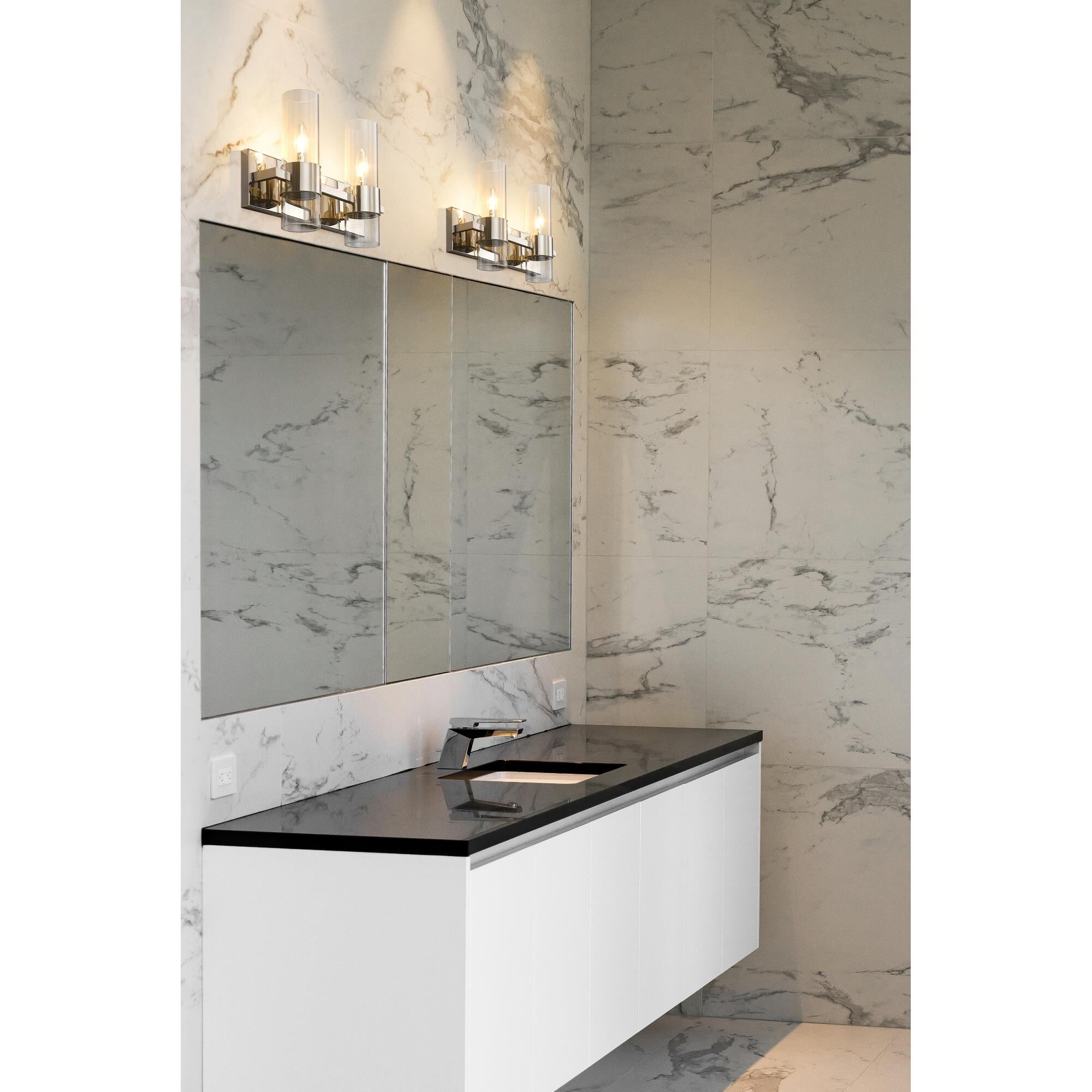 Shown in Polished Nickel finish and Clear glass and Clear shade