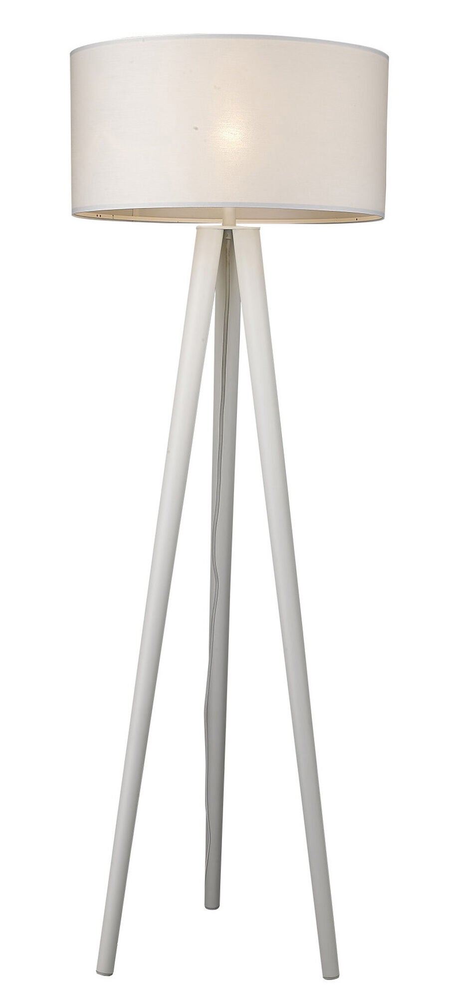 Shown in White finish and White glass and White Fabric Drum shade