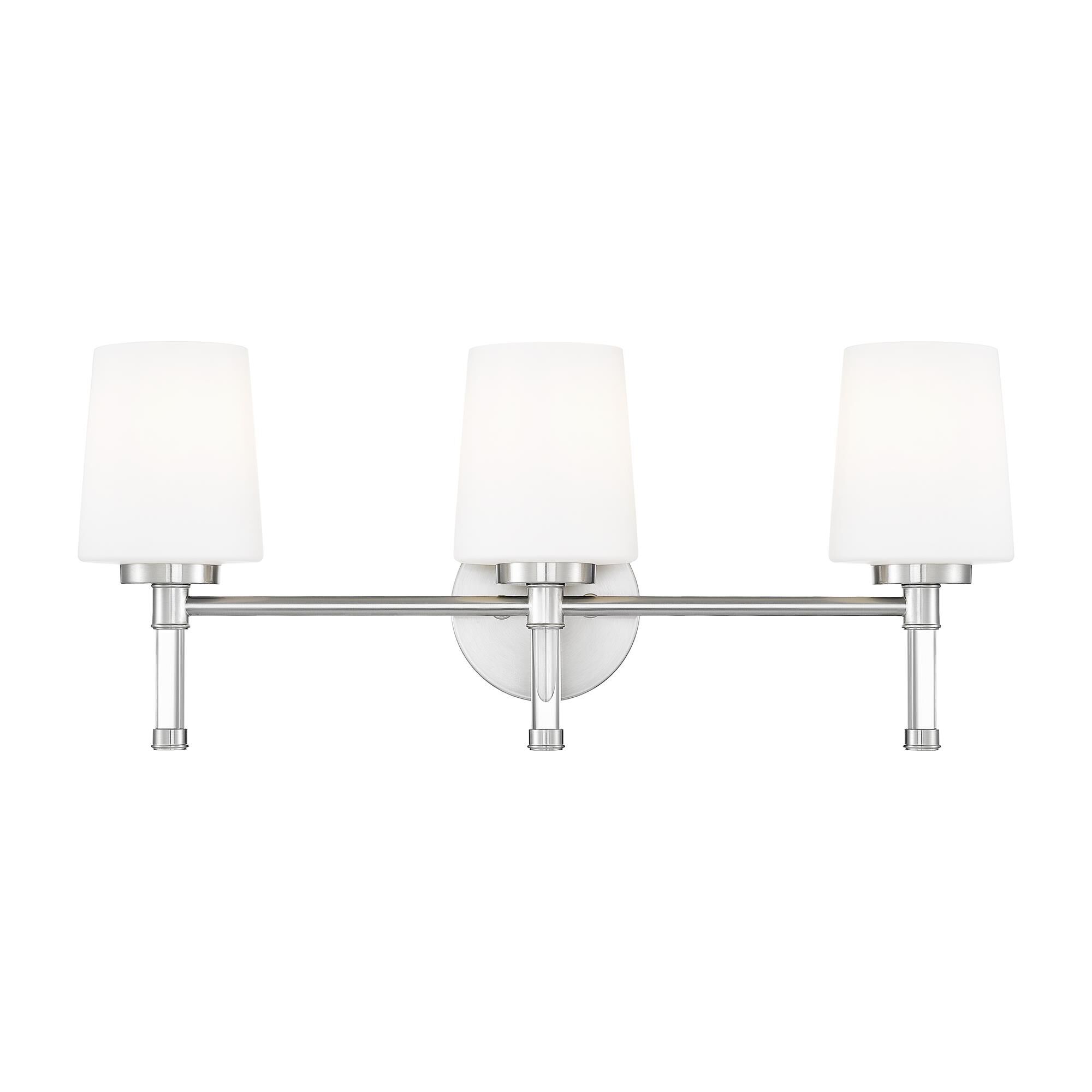 Shown in Brushed Nickel finish and White Opal glass