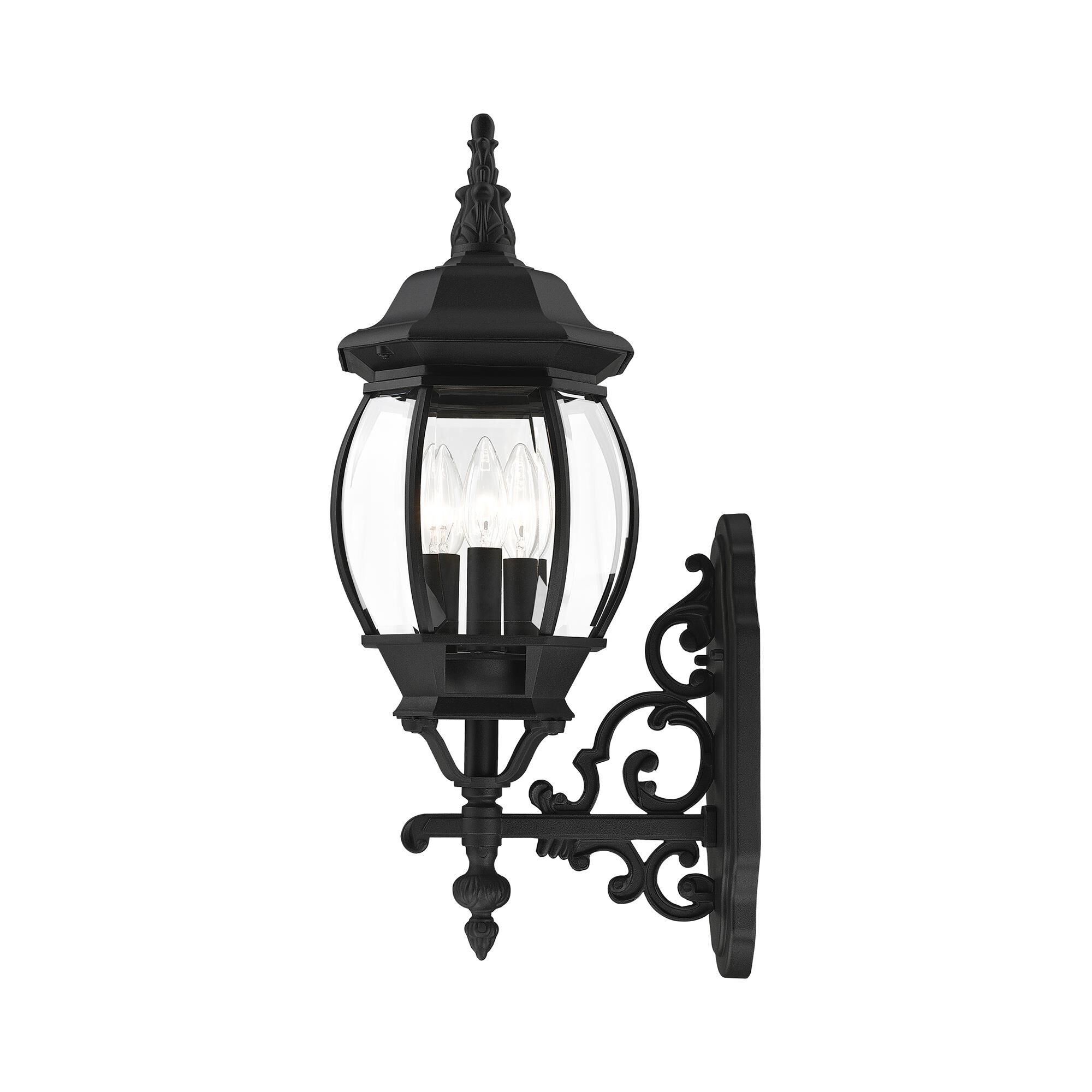 Shown in Textured Black finish and Clear Beveled glass and Clear Beveled Glass shade