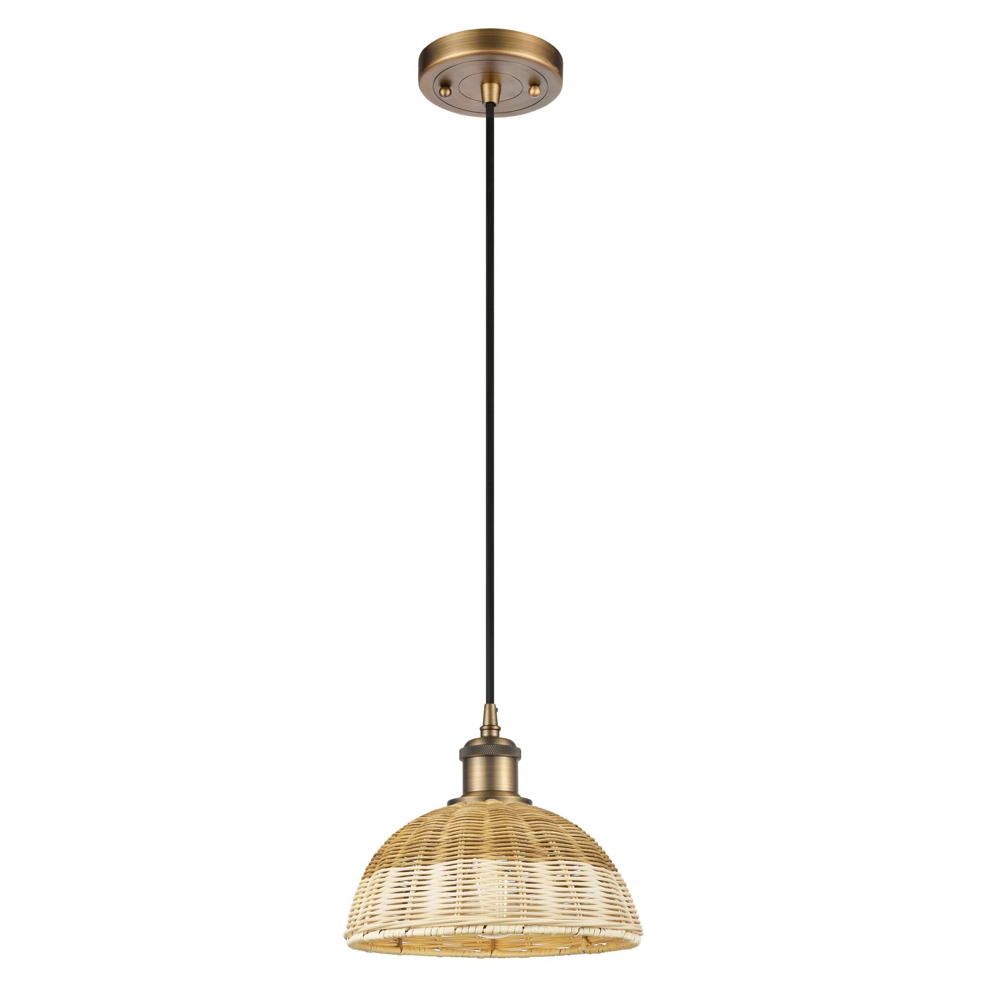 Shown in Brushed Brass finish and Natural shade