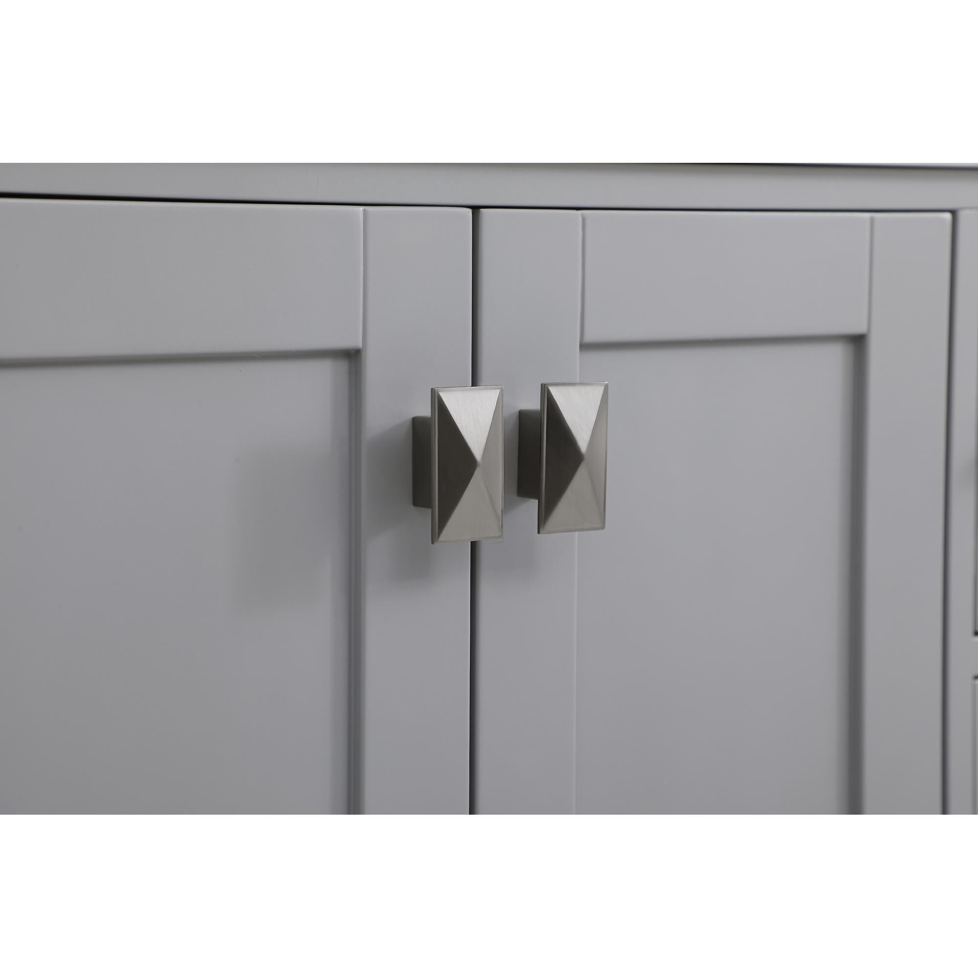 Shown in Gray And Brushed Nickel With Carrara White Marble finish