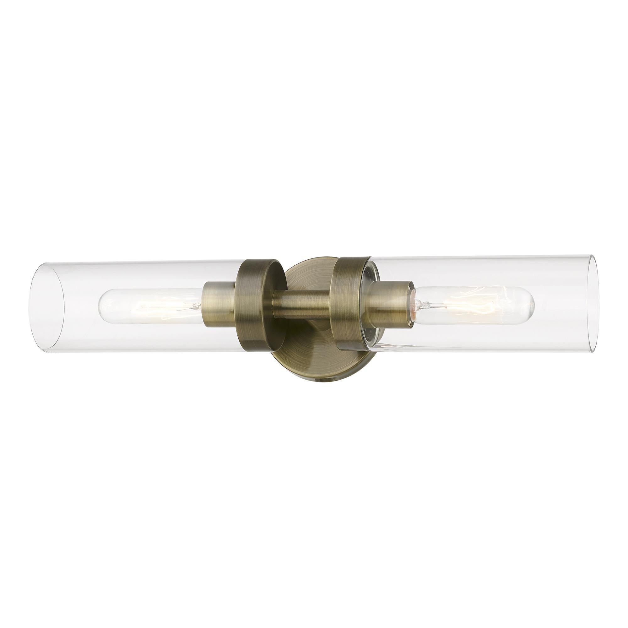Shown in Antique Brass finish and Clear glass