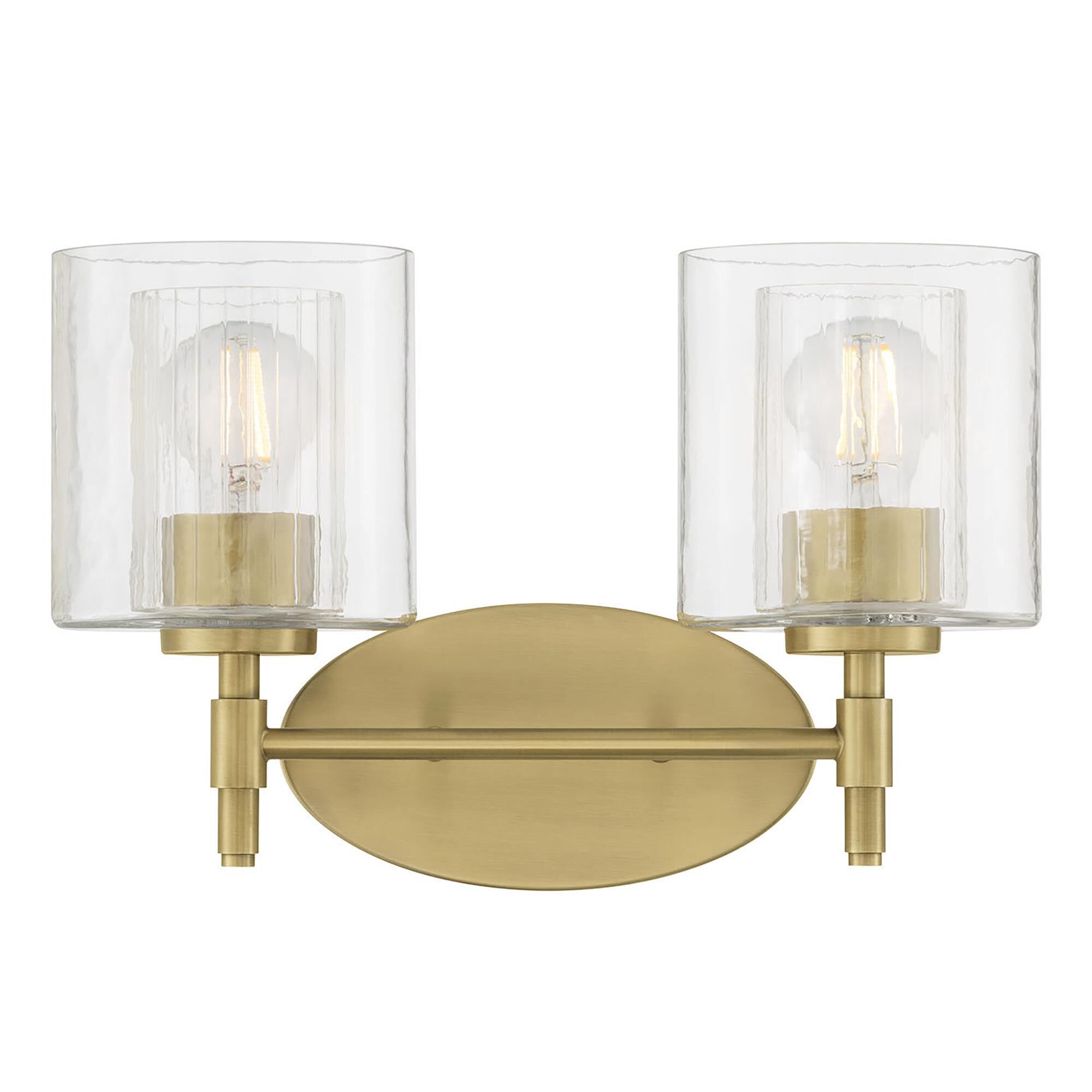Shown in Vintage Brass finish and Clear Ribbed and Clear Vintage glass