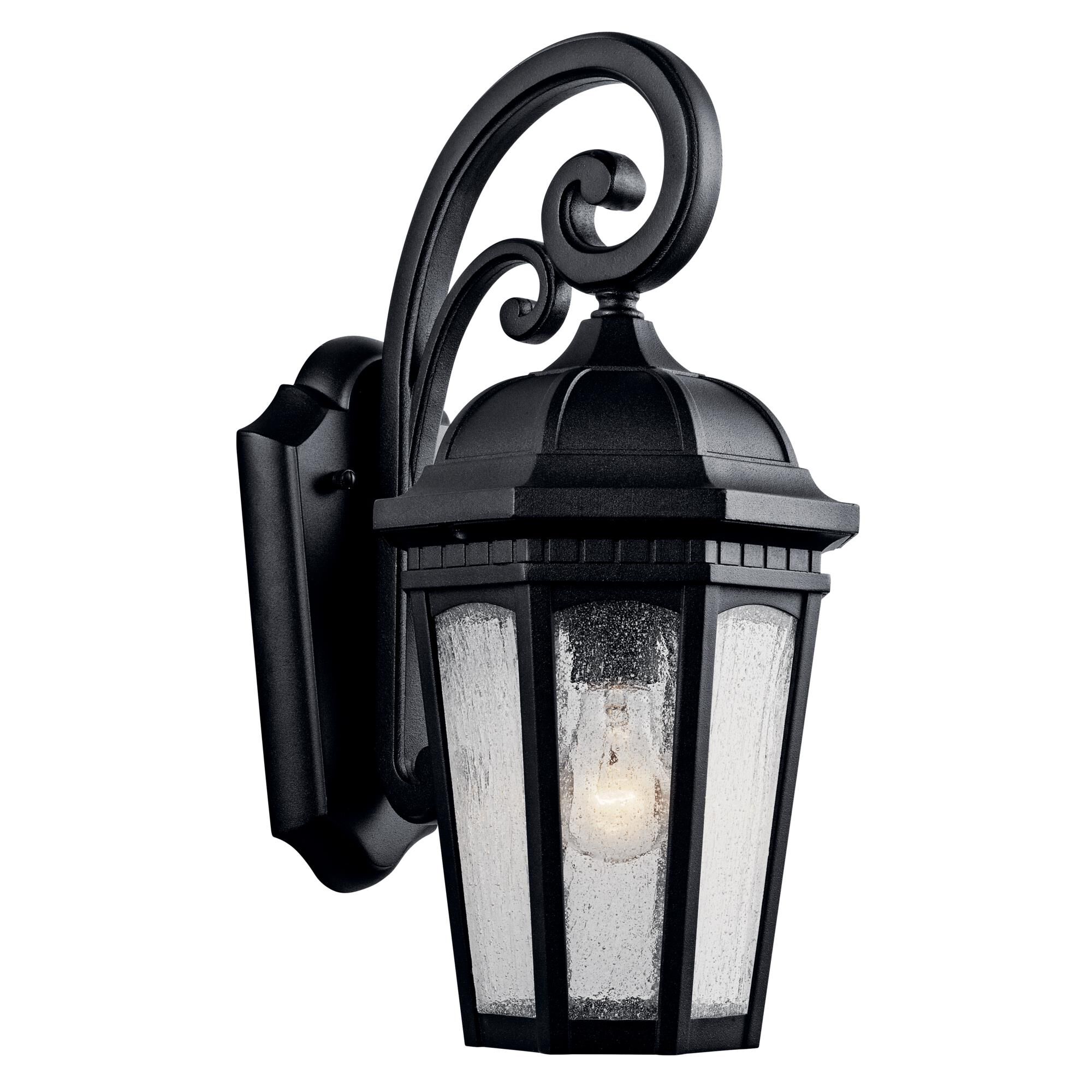 Shown in Textured Black finish and Clear Seeded glass
