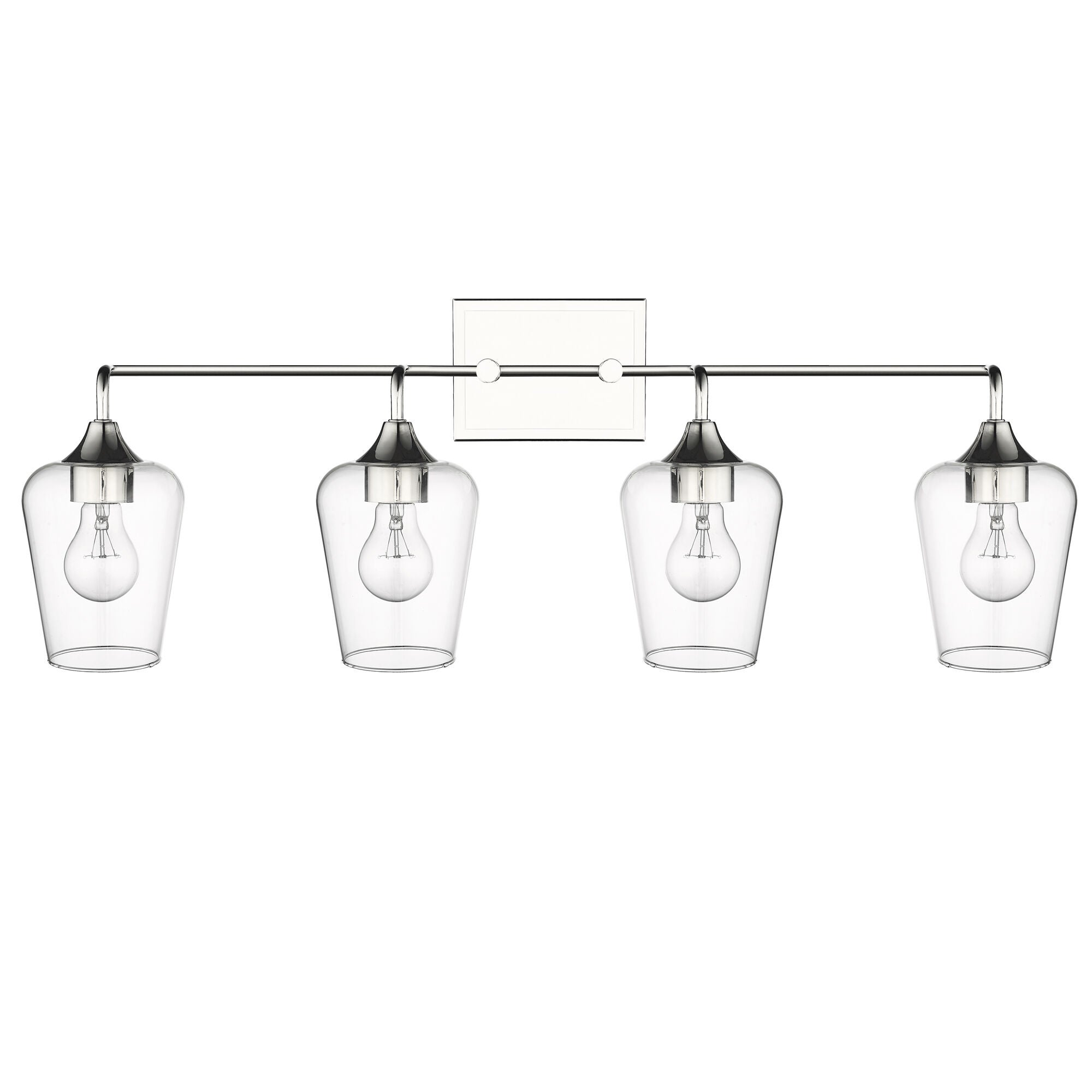 Shown in Polished Nickel finish and Clear Glass shade
