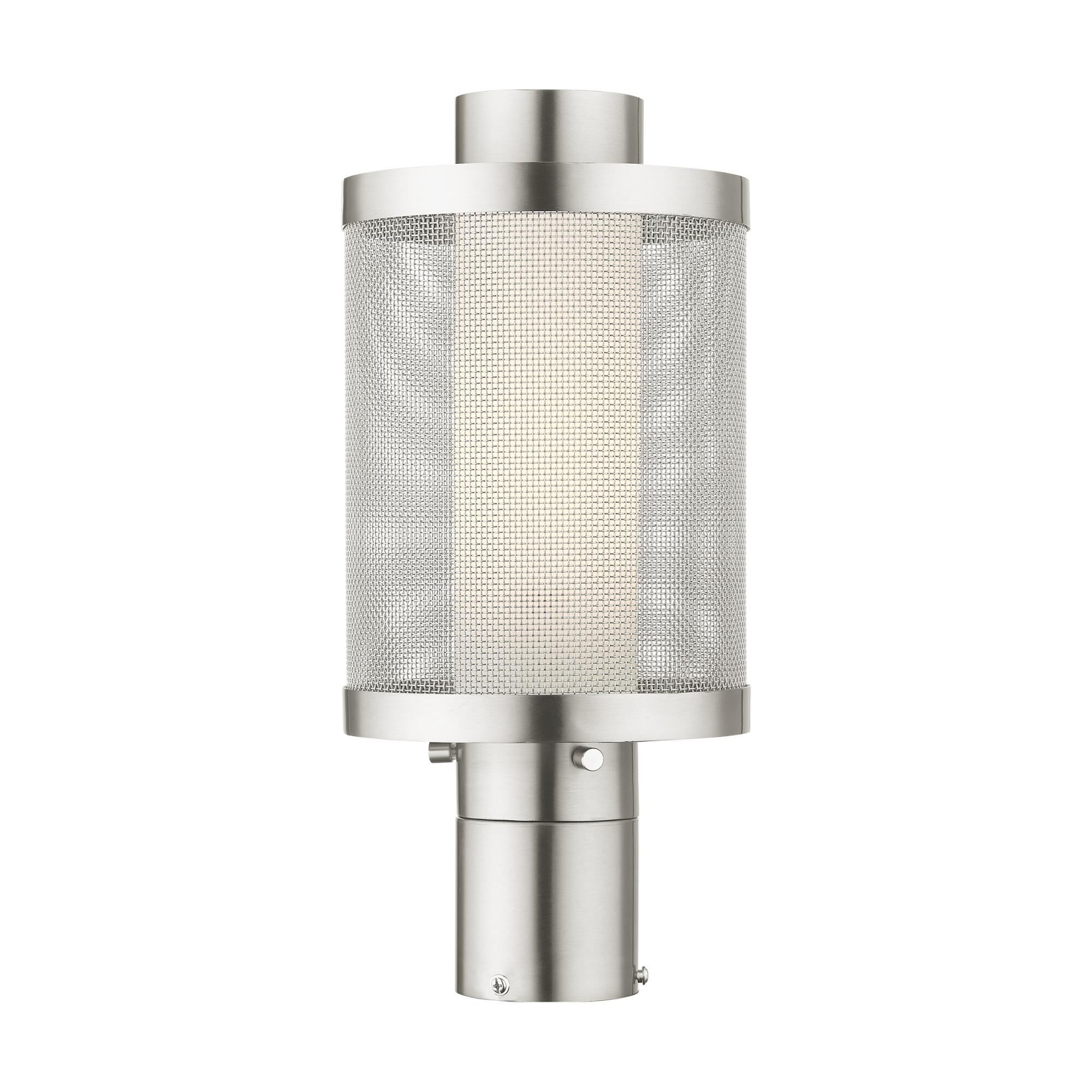 Shown in Brushed Nickel finish and Brushed Nickel Stainless Steel Mesh With Satin Opal White glass and Brushed Nickel Stainless Steel Mesh With Satin Opal White Glass shade