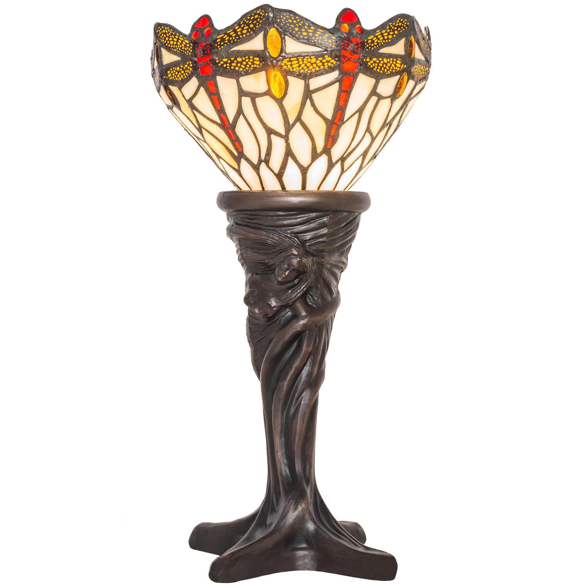 Tiffany Hanginghead Dragonfly 15 Inch Table Lamp by Meyda Lighting