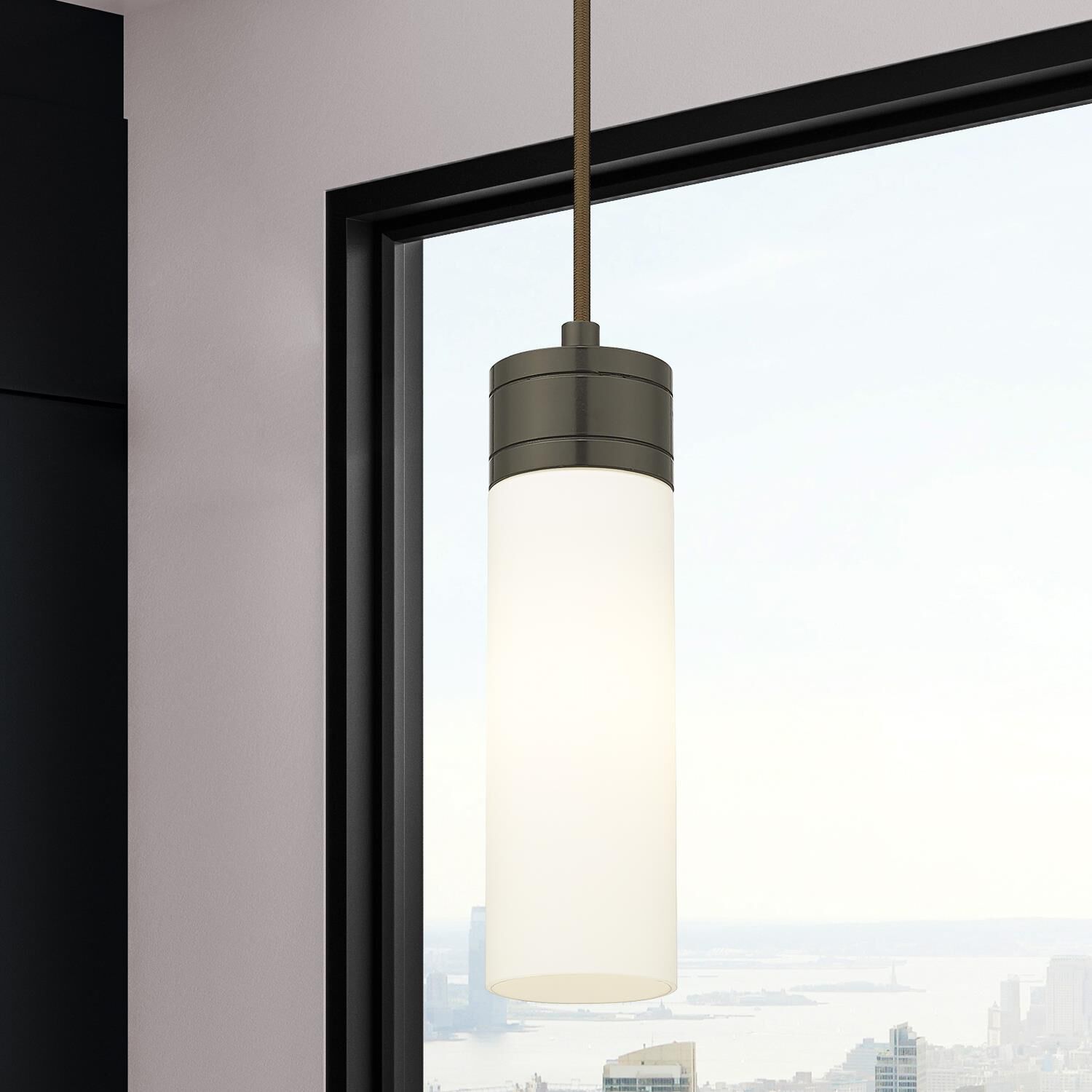 Shown in Oil Rubbed Bronze finish and White glass