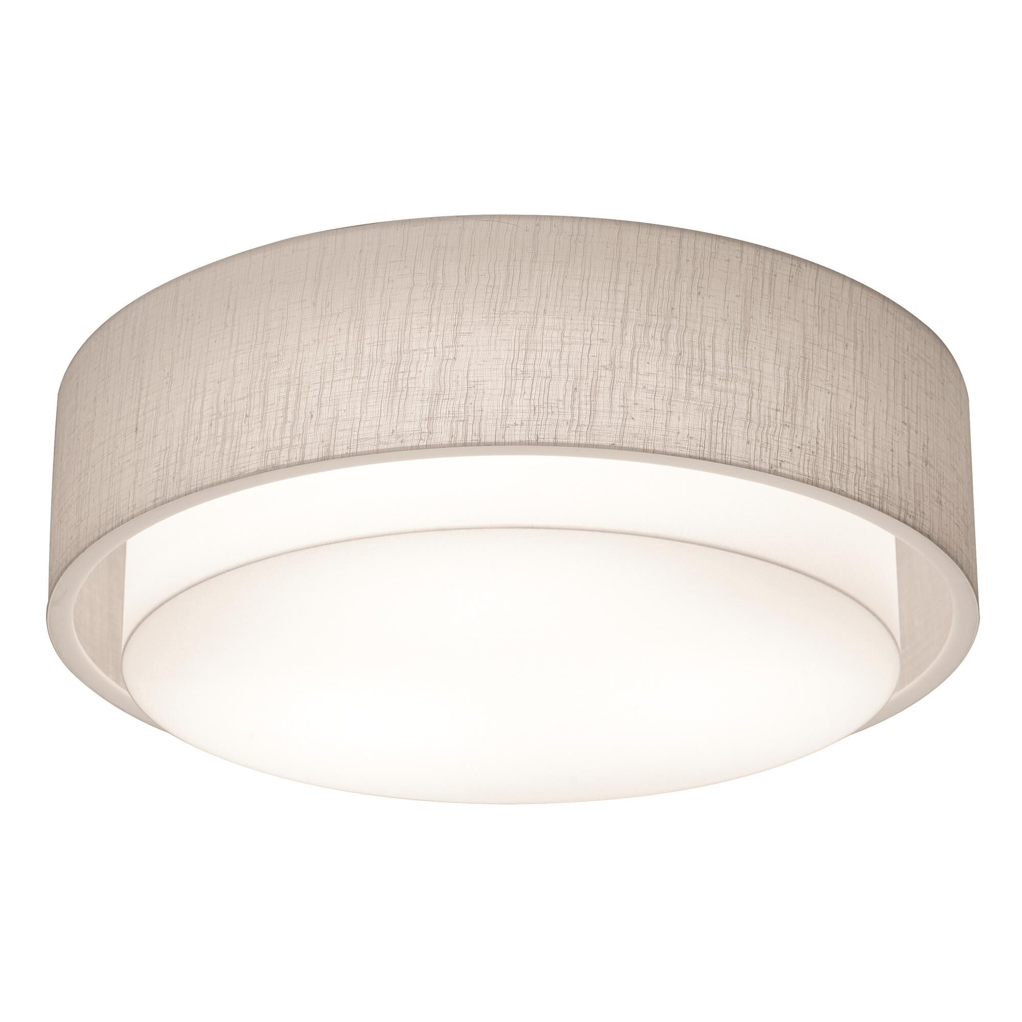 Shown in White finish and Linen White Fabric, Acrylic shade and No Accent accent