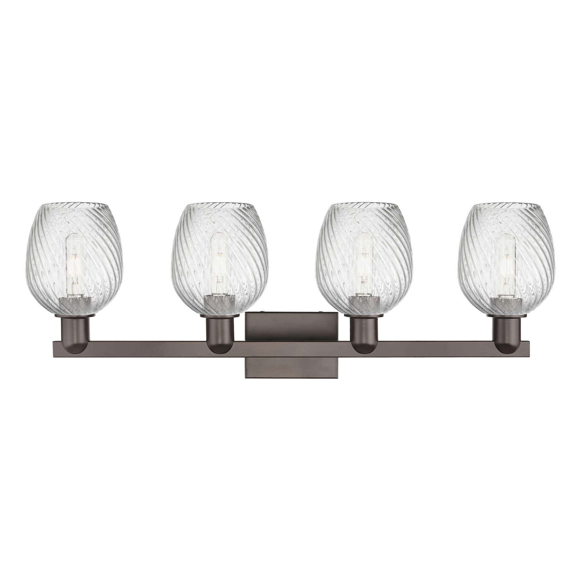 Shown in Oil Rubbed Bronze finish and Clear Spiral Fluted glass