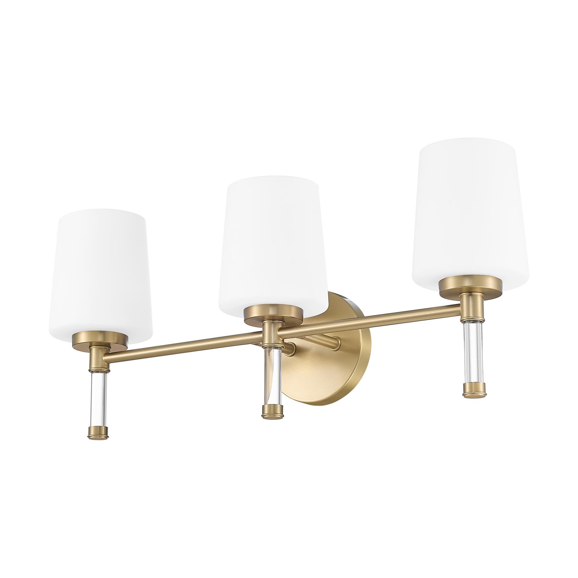 Shown in Modern Gold finish and White Opal glass