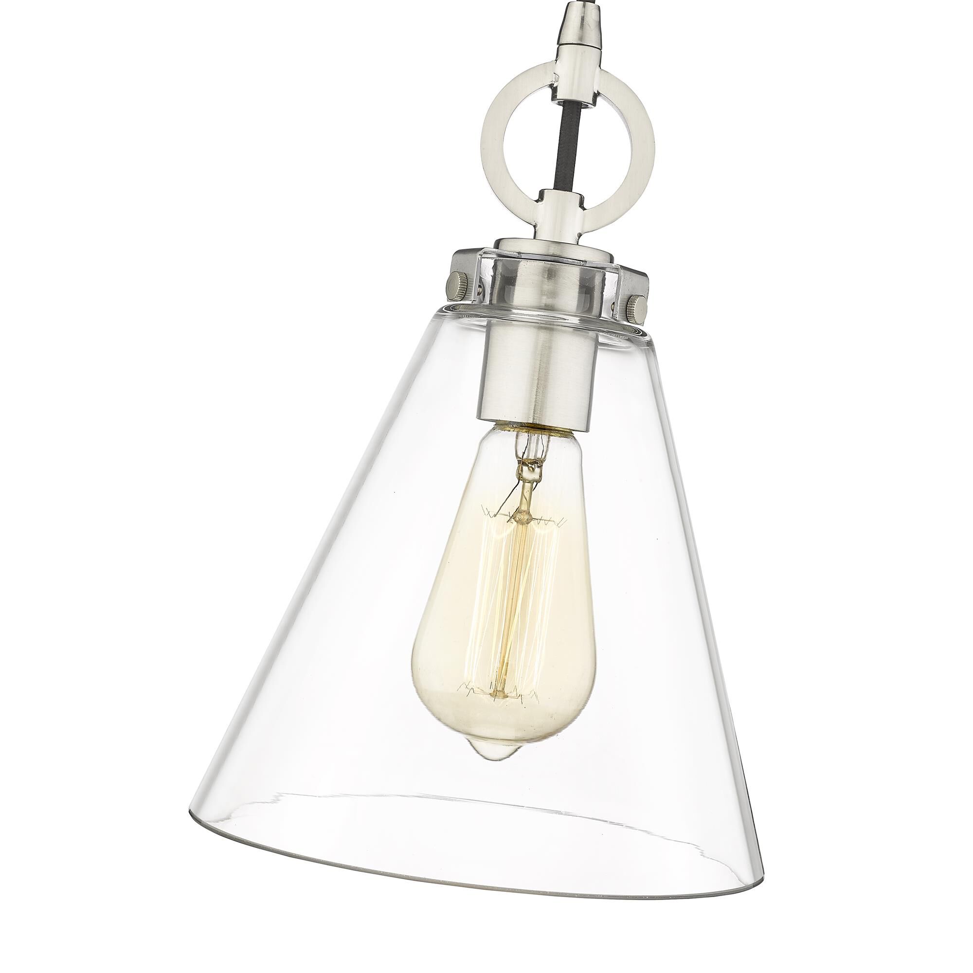 Shown in Brushed Nickel finish and Glass shade