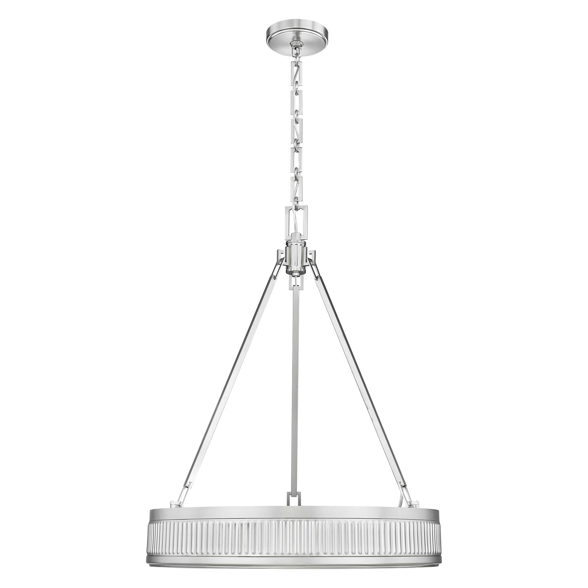 Shown in Satin Nickel finish and White glass