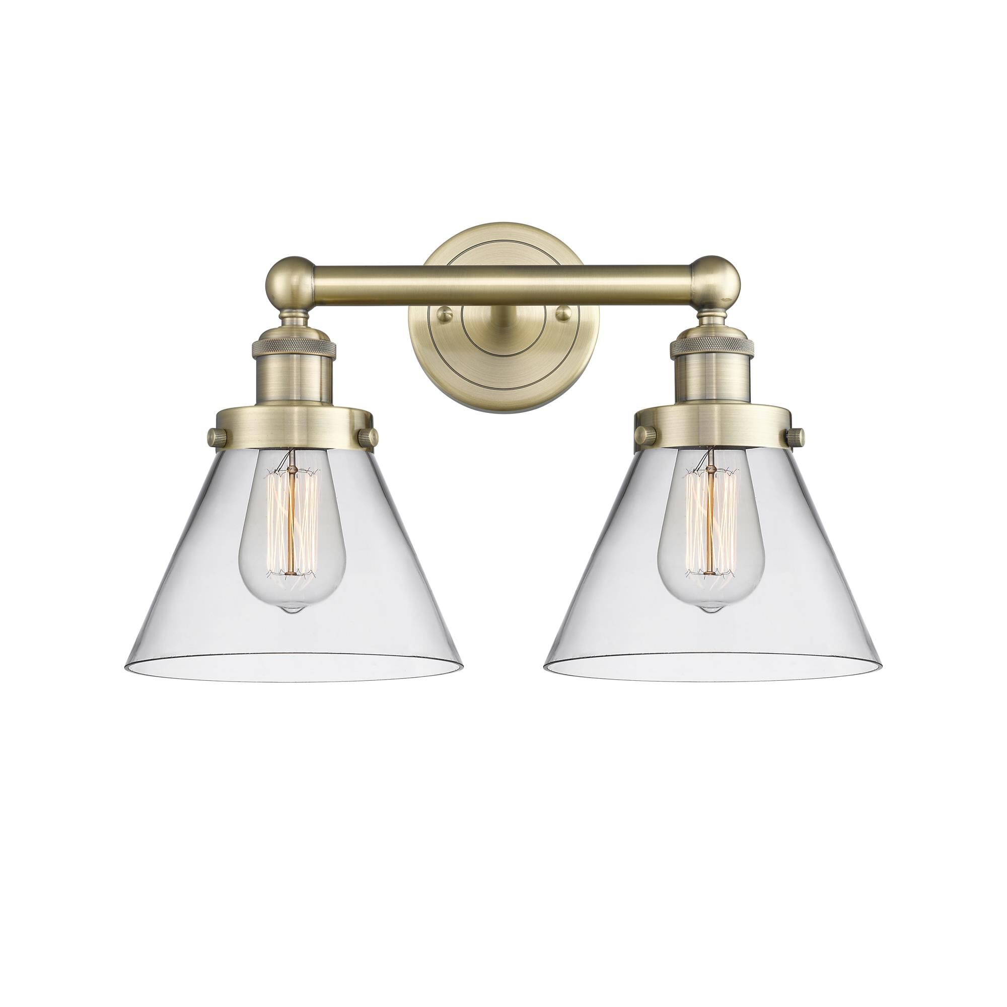 Shown in Antique Brass finish and Clear glass
