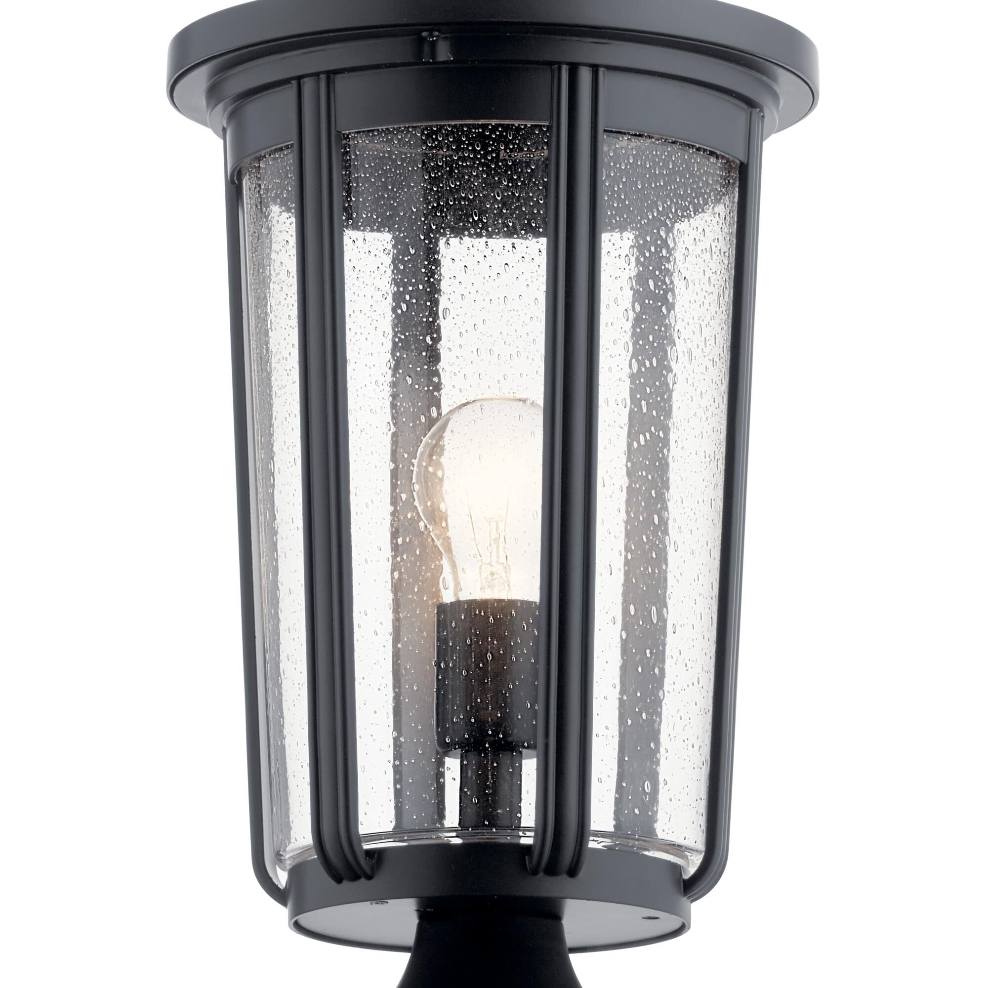 Shown in Black finish and Clear Seeded glass