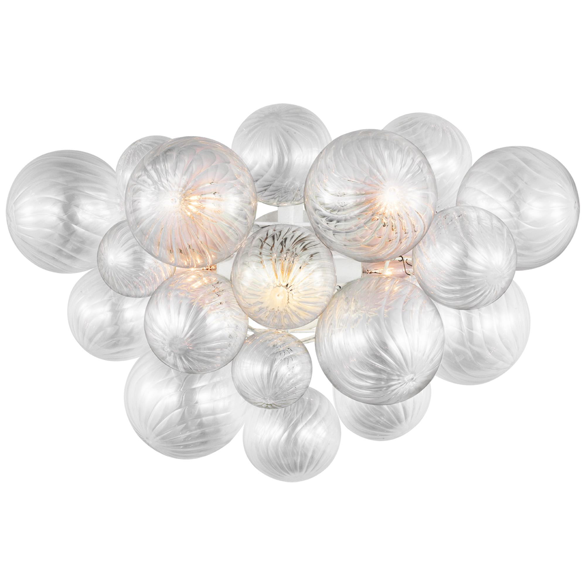 Shown in Plaster White finish and Clear Swirled glass