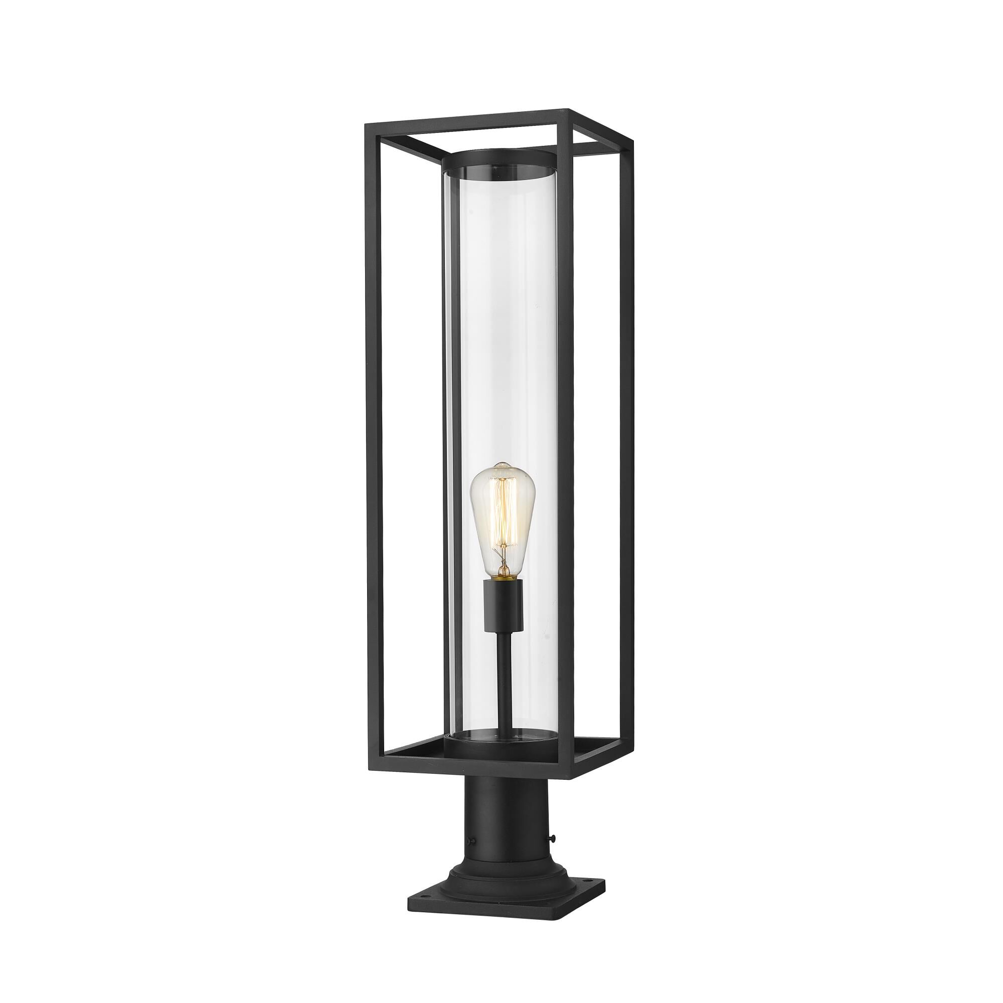Shown in Black finish and Glass shade