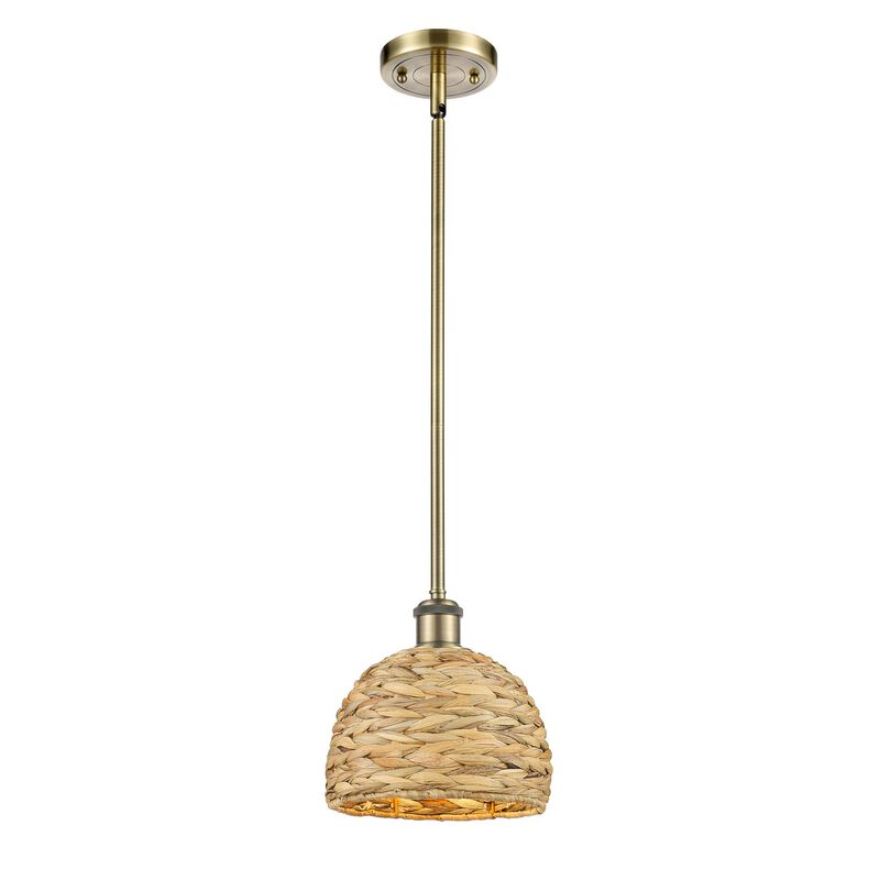 Bruno Marashlian Woven Rattan 8 Inch Mini Pendant by Innovations Lighting