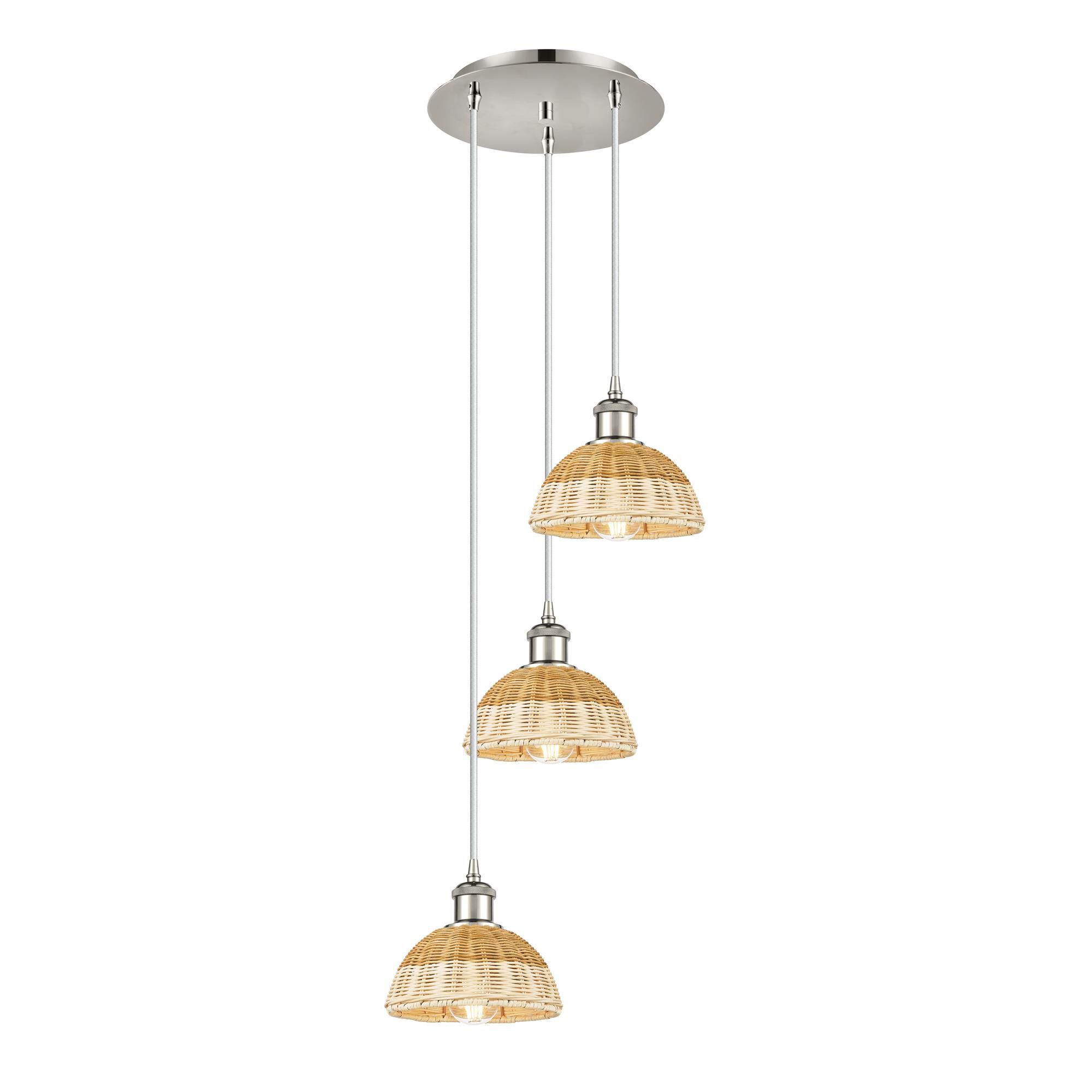 Shown in Polished Nickel finish and Natural shade