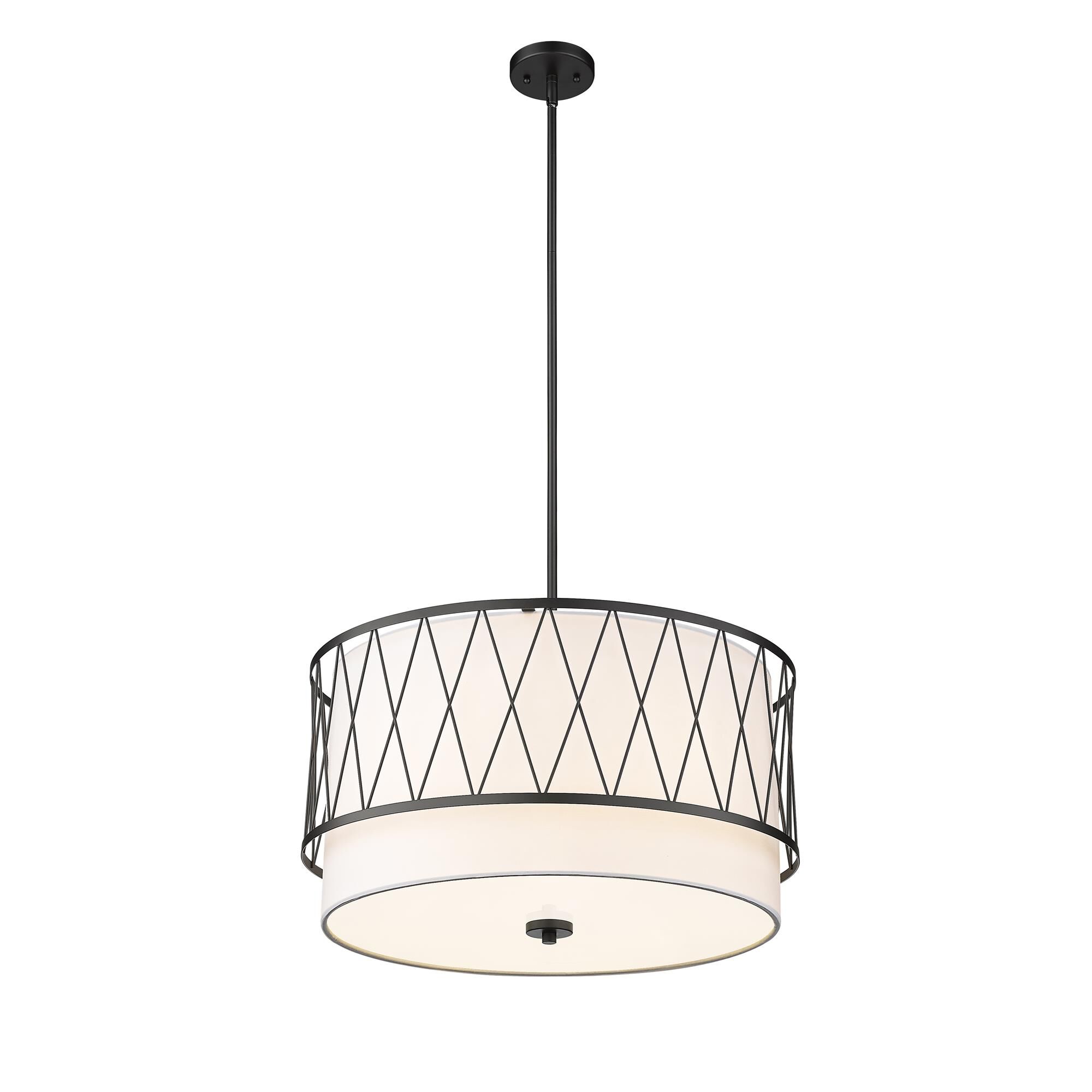 Shown in Matte Black finish and White glass and White shade